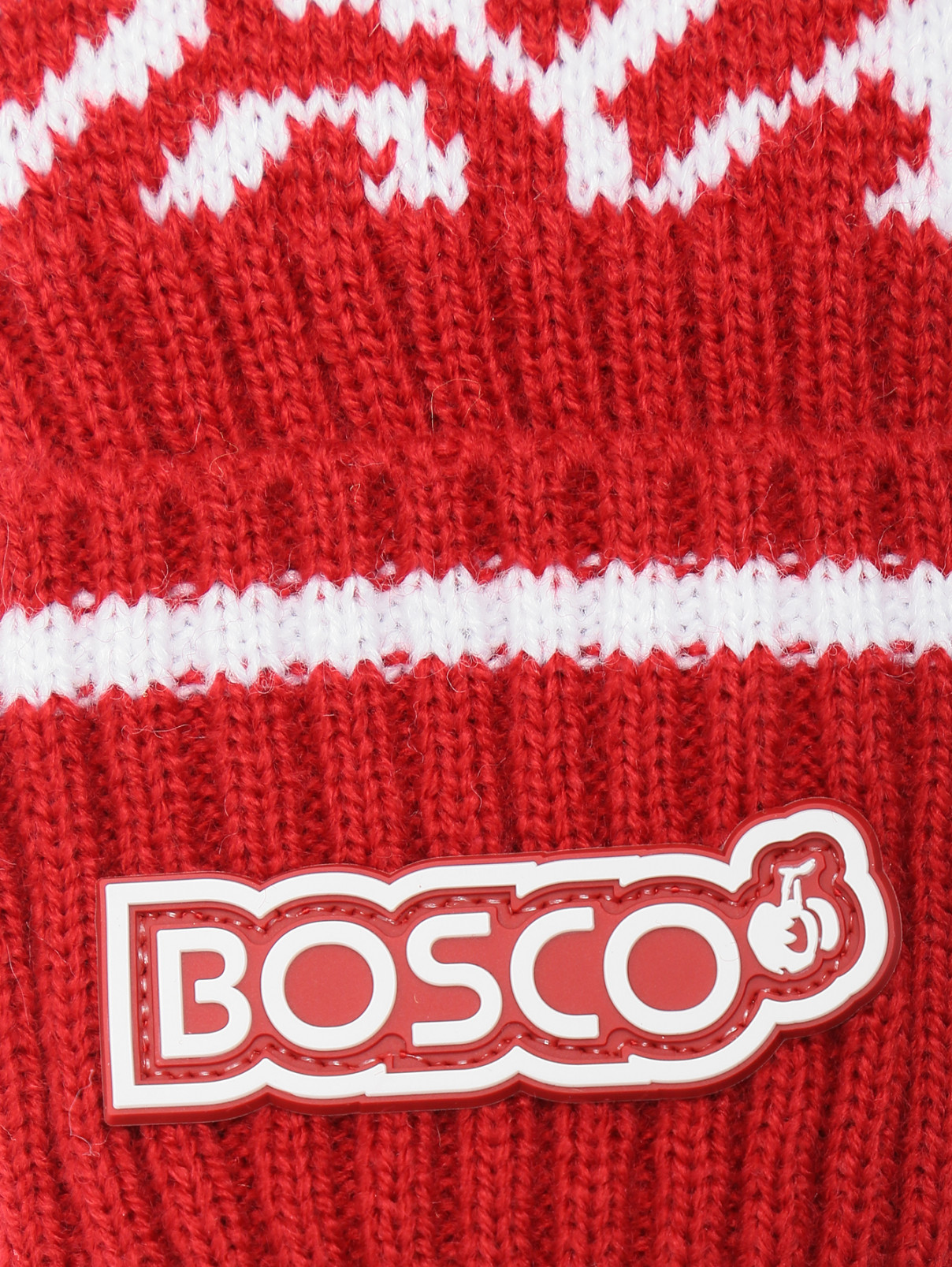 Варежки с узором и логотипом BOSCO  –  Деталь1  – Цвет:  Красный