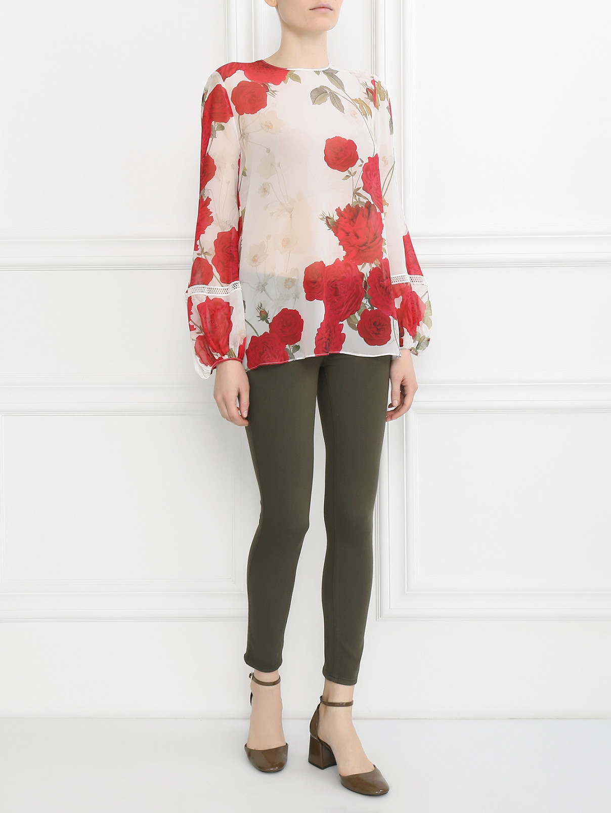 Блуза из шелка с цветочным узором Giambattista Valli  –  Модель Общий вид  – Цвет:  Узор