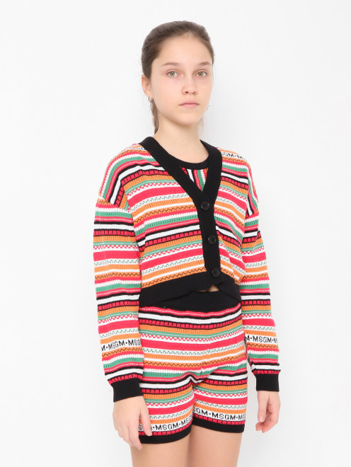 Хлопковый кардиган в полоску MSGM - МодельВерхНиз