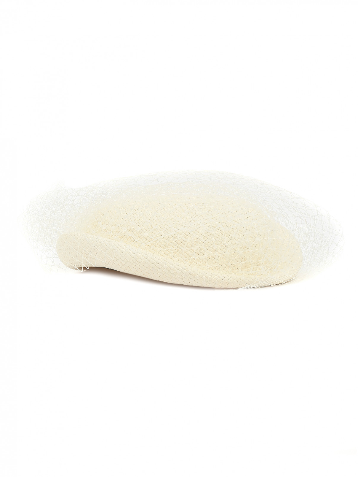 Шляпка из соломы с декоративной сеткой Federica Moretti  –  Общий вид  – Цвет:  Белый