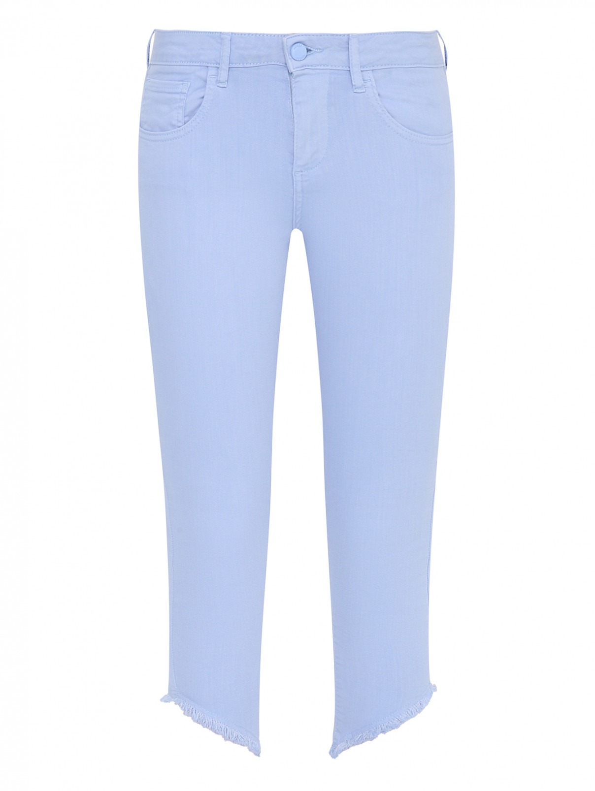 Укороченные джинсы с бахромой Guess  –  Общий вид  – Цвет:  Синий