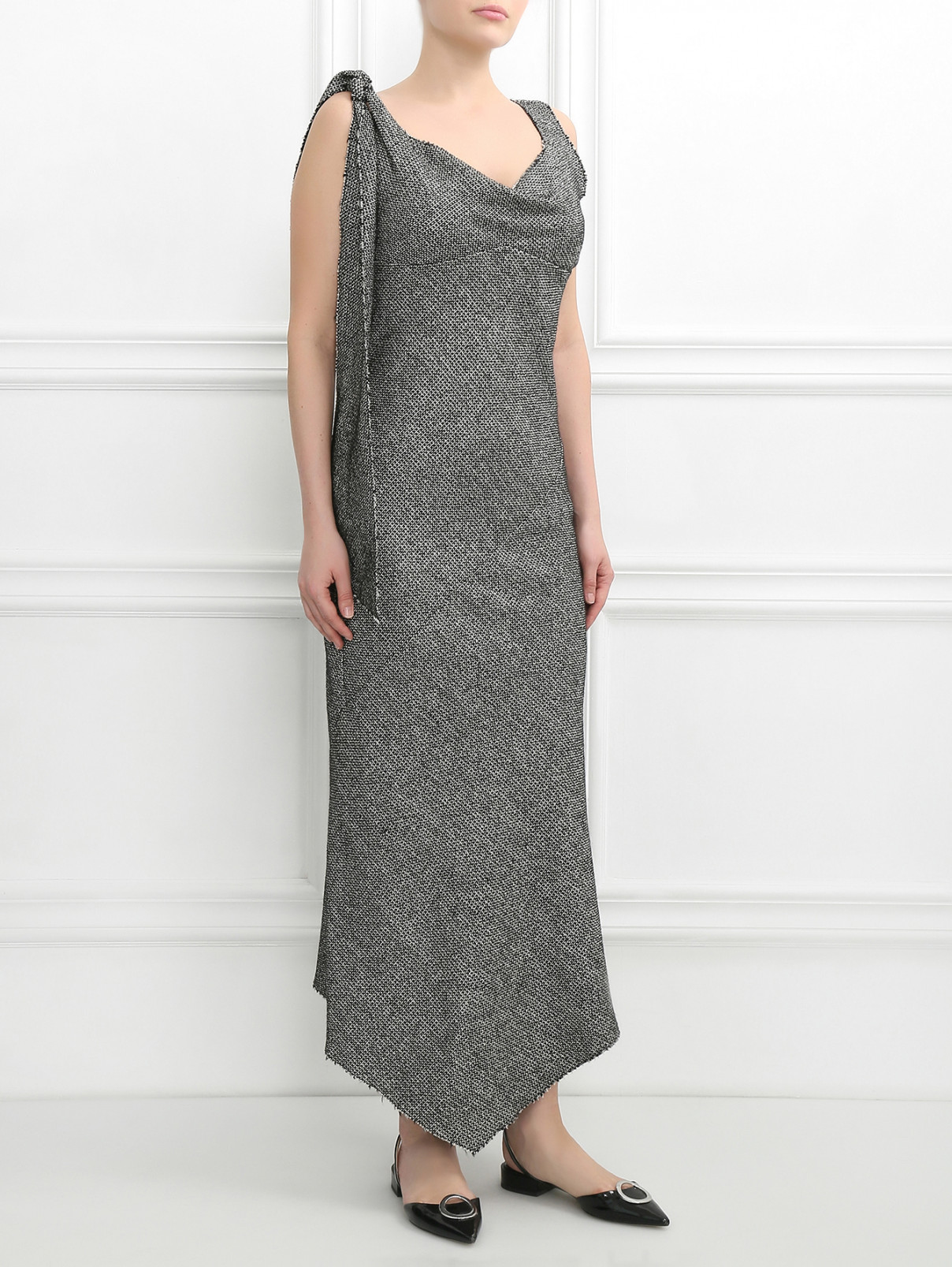 Платье-макси ассиметричного кроя Maison Margiela  –  Модель Общий вид  – Цвет:  Серый