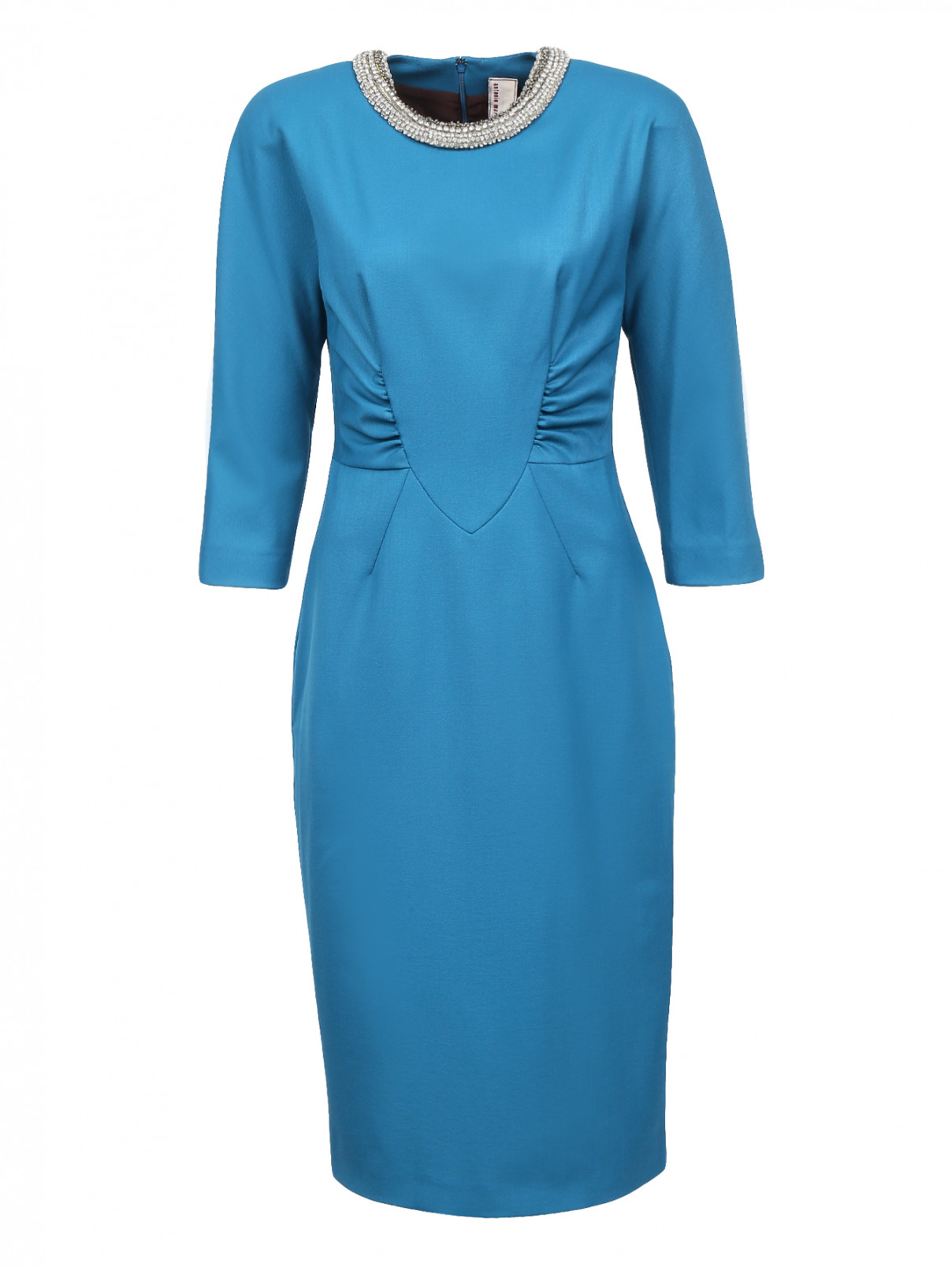 Платье-миди из шерсти с рукавами 3/4 Antonio Marras  –  Общий вид  – Цвет:  Синий