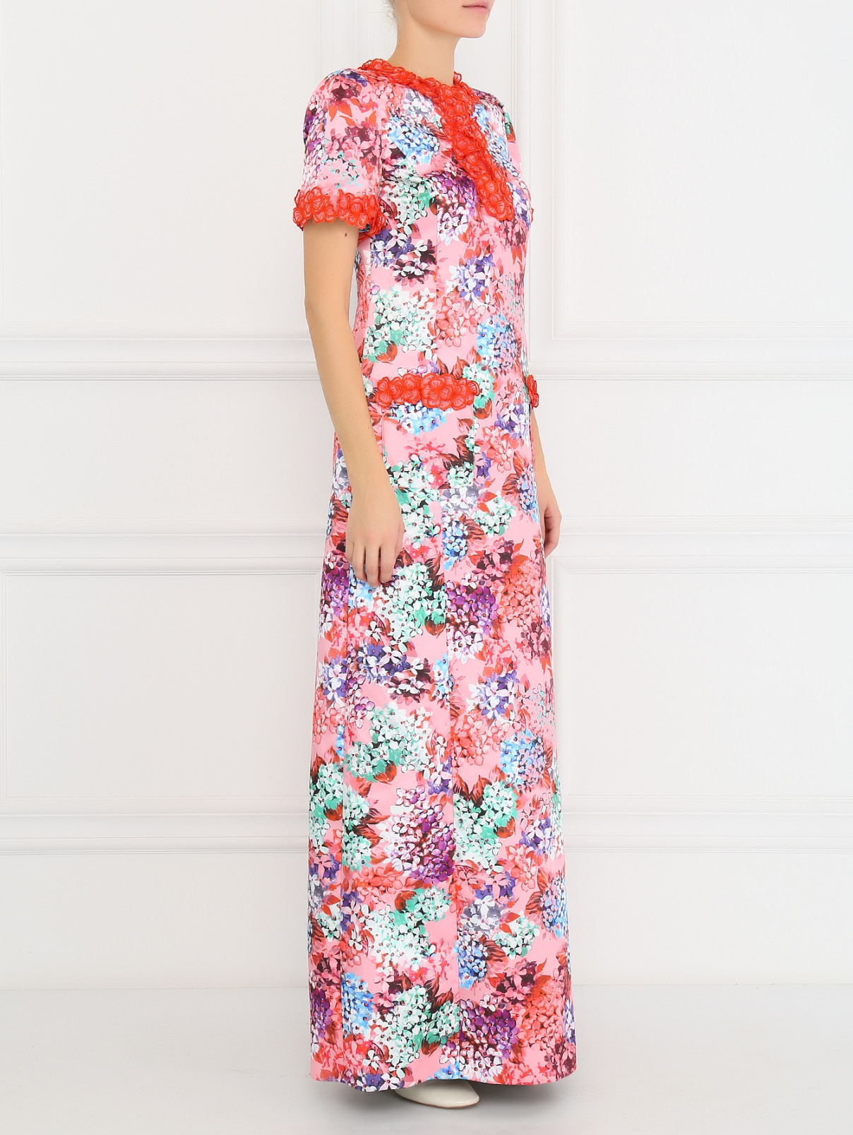 Платье-макси с цветочным принтом Andrew GN  –  Модель Общий вид  – Цвет:  Розовый