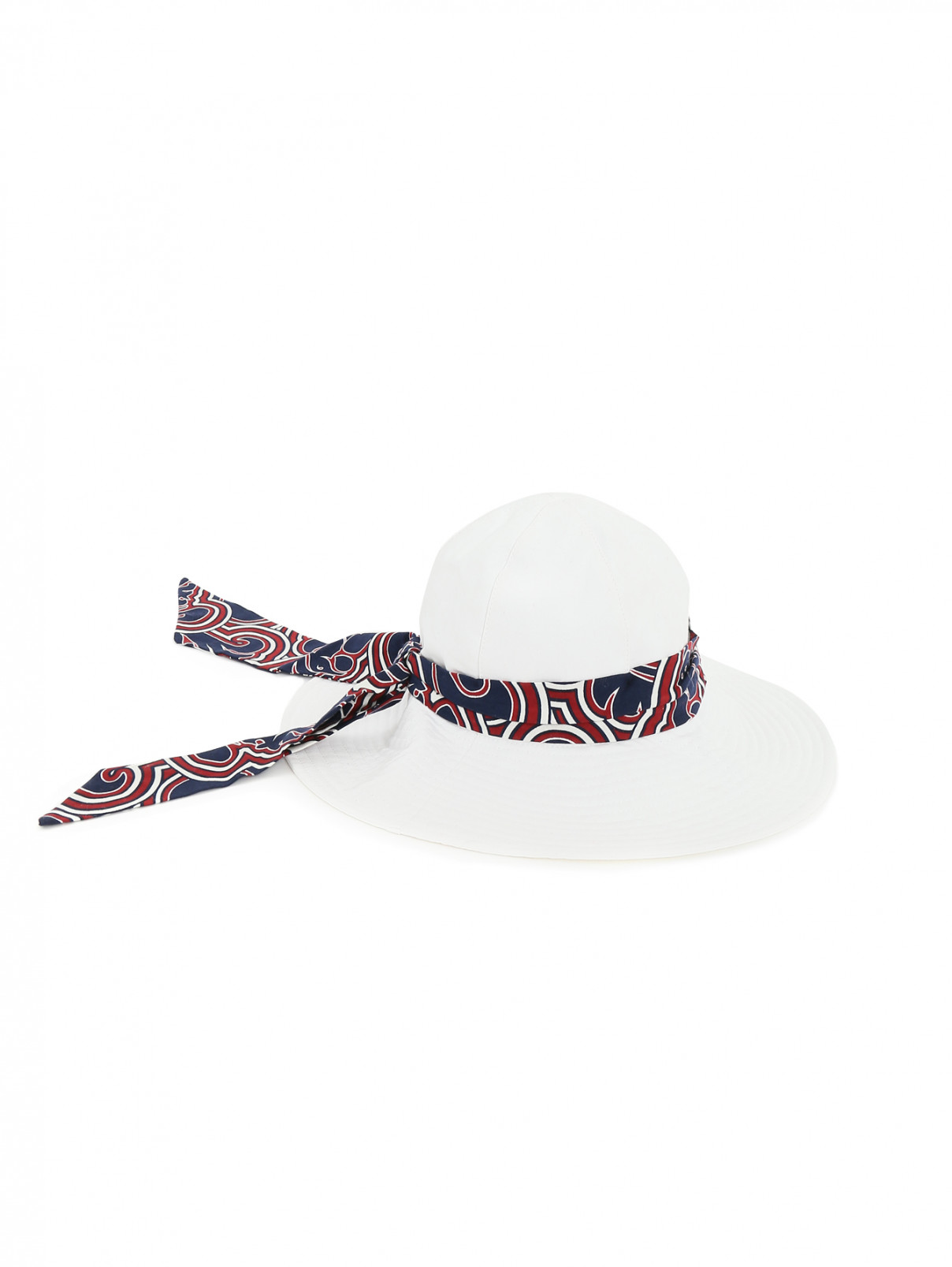 Шляпа из хлопка с декоративной лентой BOSCO  –  Общий вид  – Цвет:  Белый