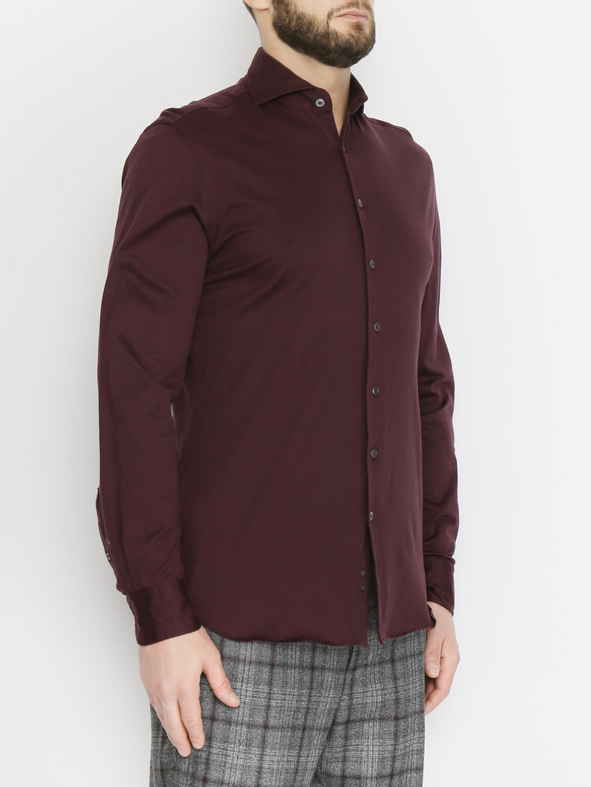 Трикотажная рубашка из хлопка LARDINI  –  МодельВерхНиз  – Цвет:  Фиолетовый