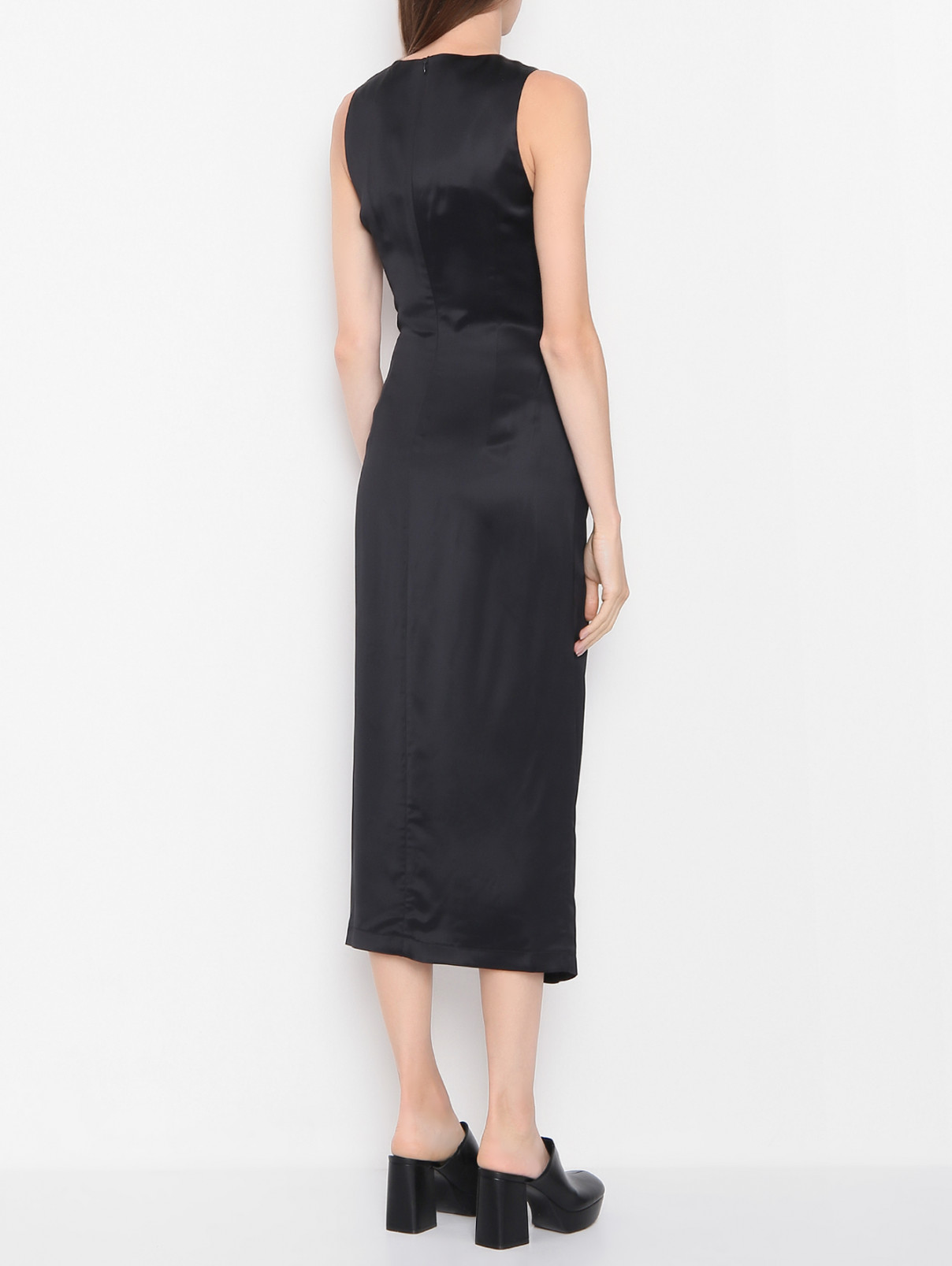 Платье-миди из вискозы со сборкой и разрезом Rohe  –  МодельВерхНиз1  – Цвет:  Черный