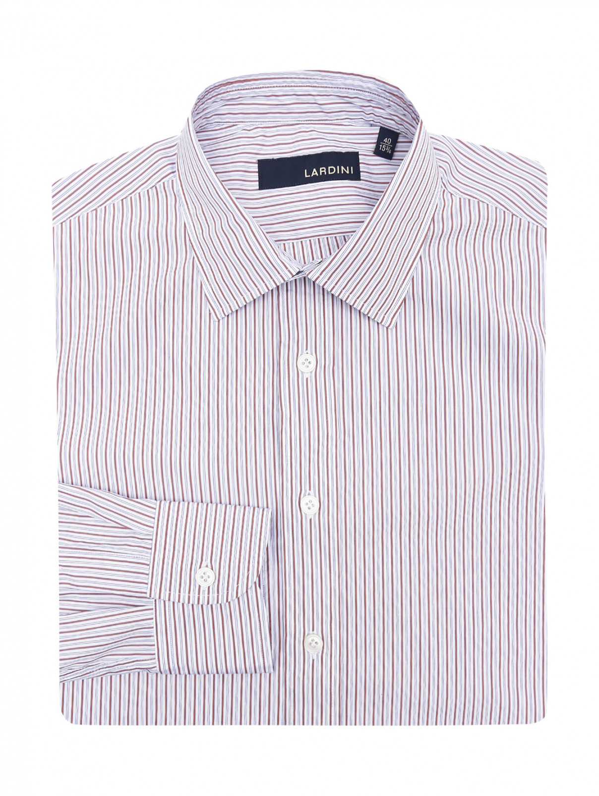 Рубашка из хлопка с узором "полоска" LARDINI  –  Общий вид  – Цвет:  Белый