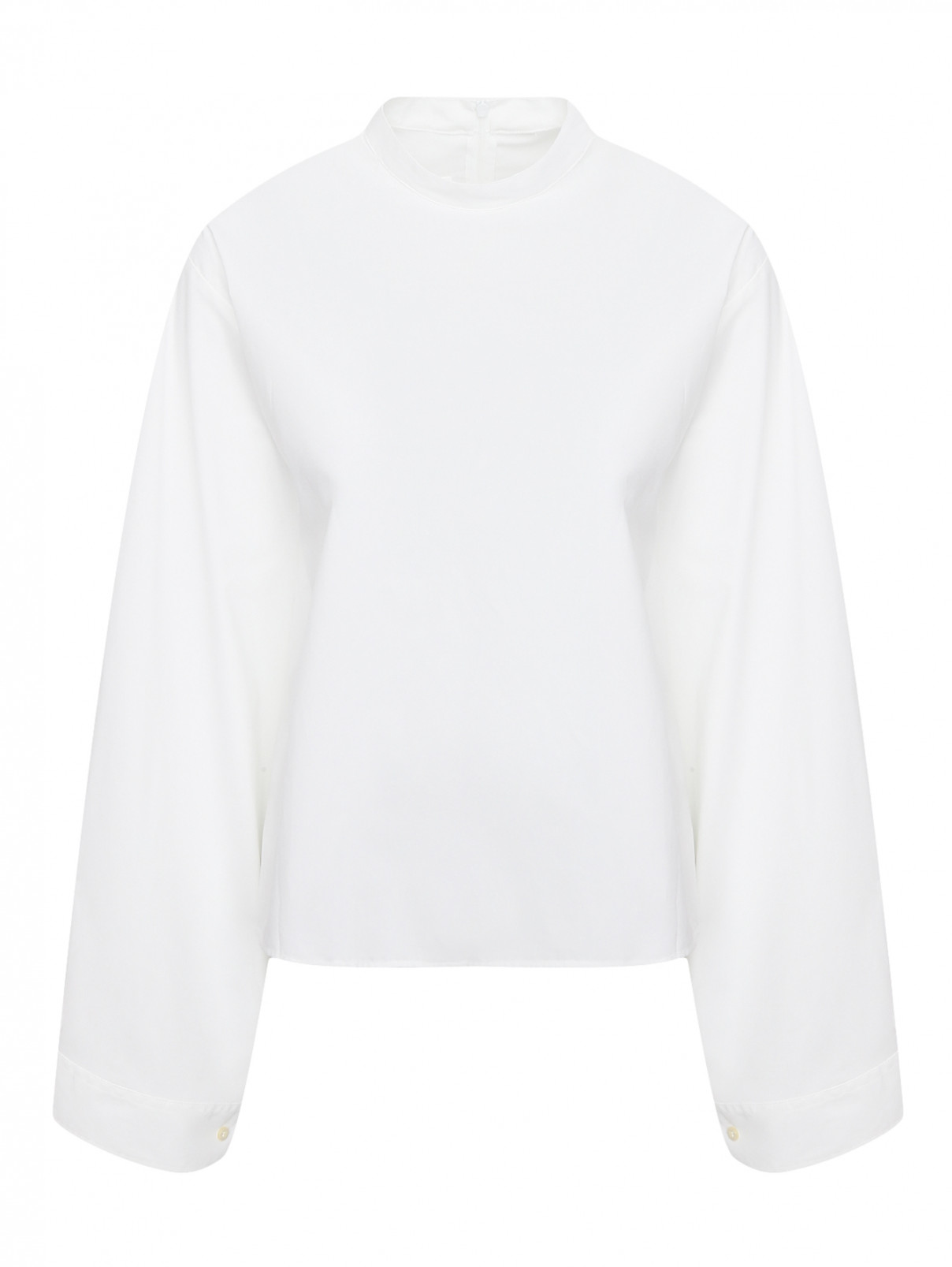 Рубашка из хлопка свободного кроя с широкими рукавами MM6  –  Общий вид  – Цвет:  Белый