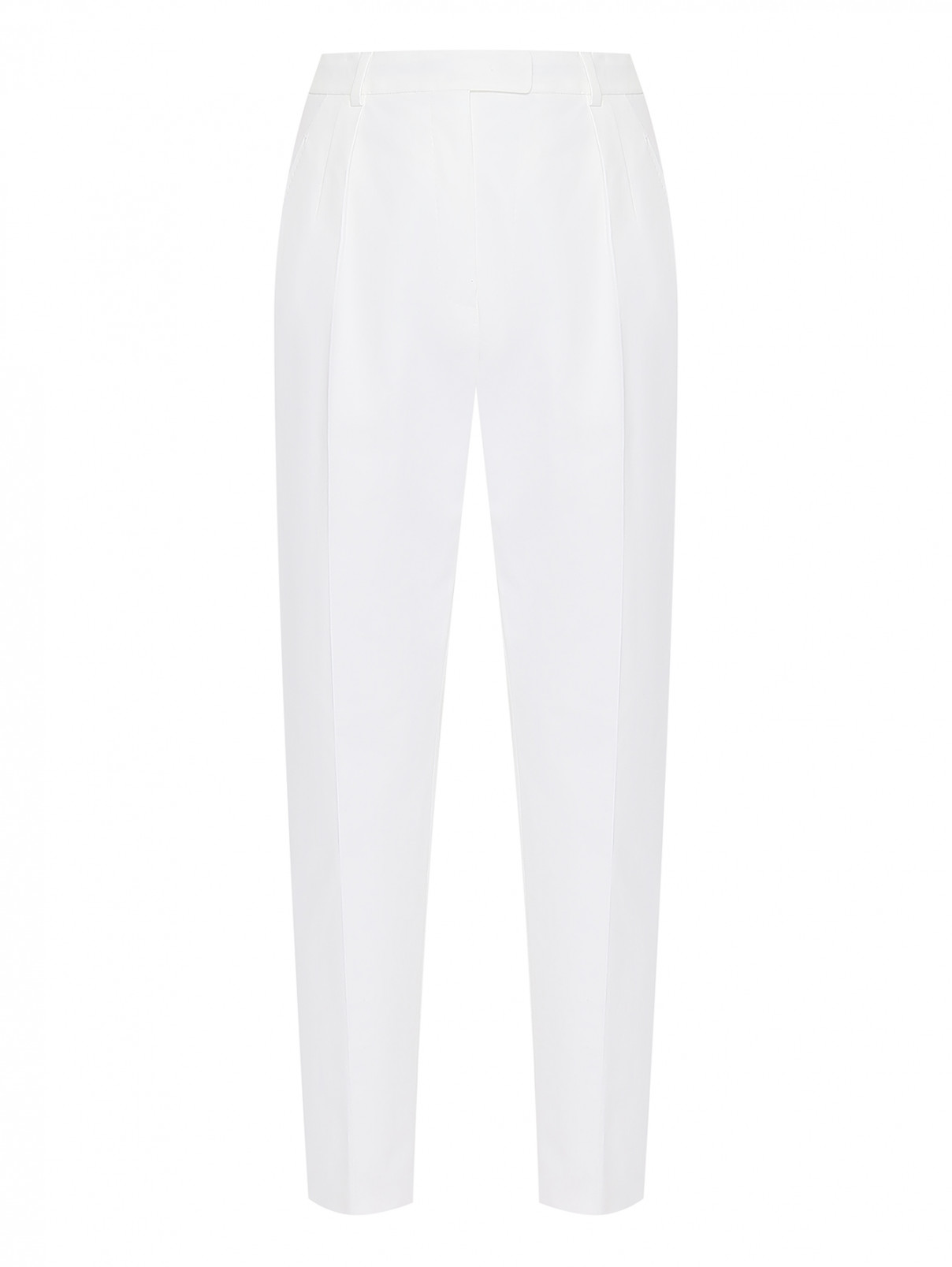 Хлопковые брюки с защипами Max Mara  –  Общий вид  – Цвет:  Белый