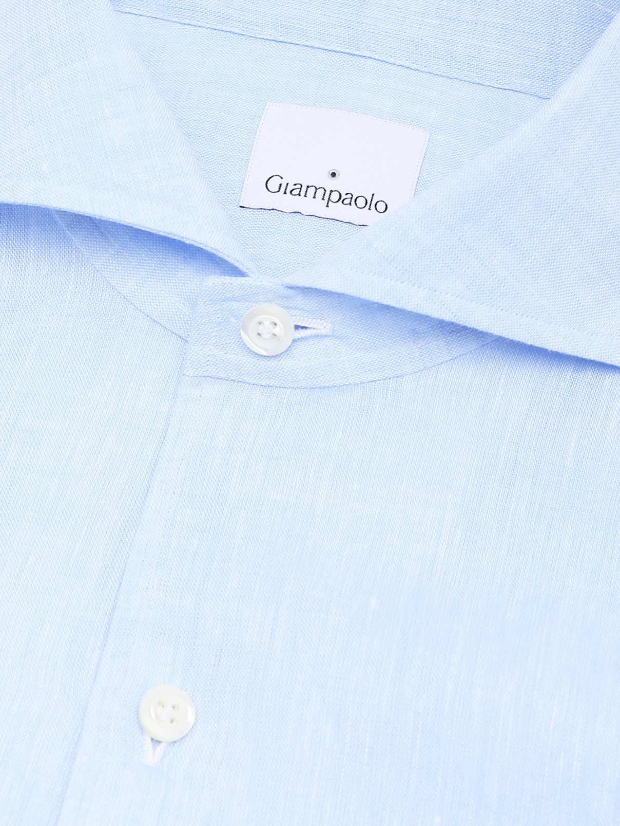 Рубашка изо льна на пуговицах Giampaolo  –  Деталь  – Цвет:  Синий