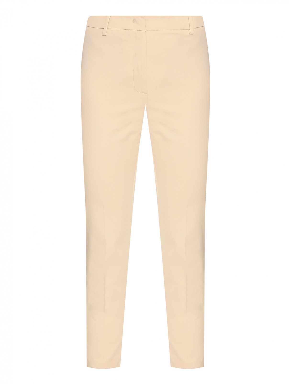 Однотонные брюки из хлопка Weekend Max Mara  –  Общий вид  – Цвет:  Бежевый