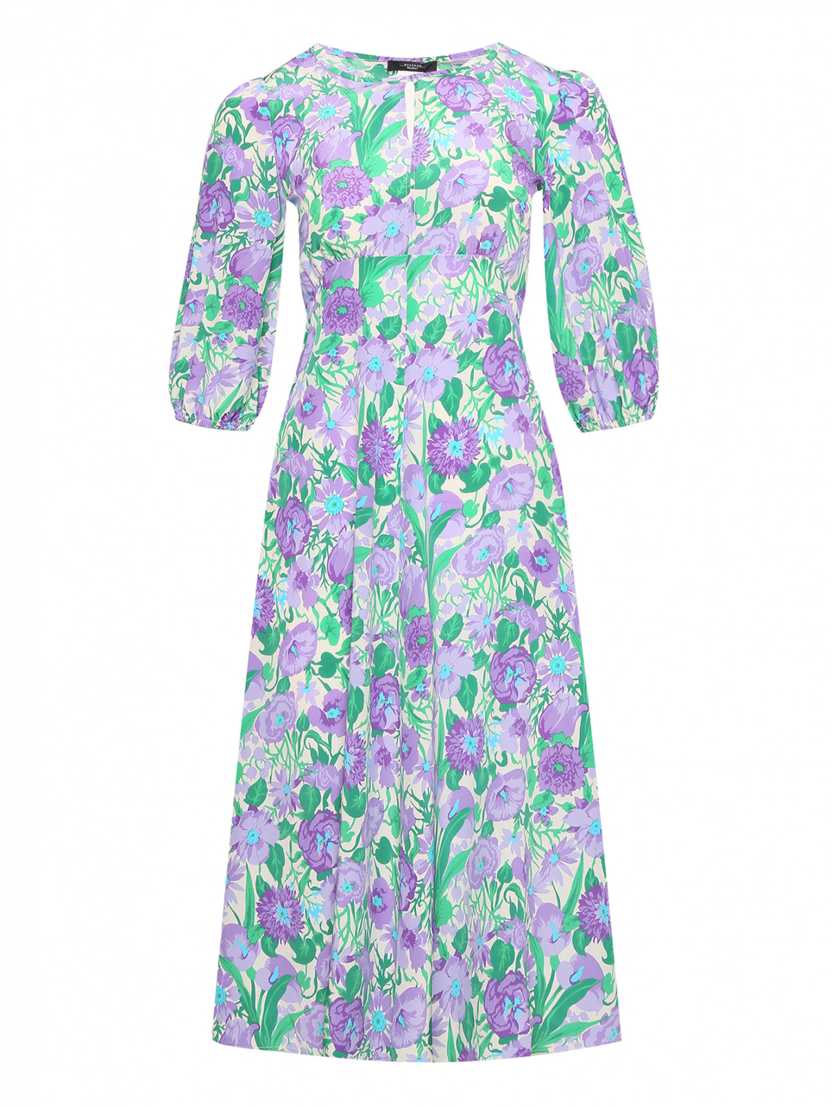 Платье-миди из шелка с узором Weekend Max Mara  –  Общий вид  – Цвет:  Мультиколор