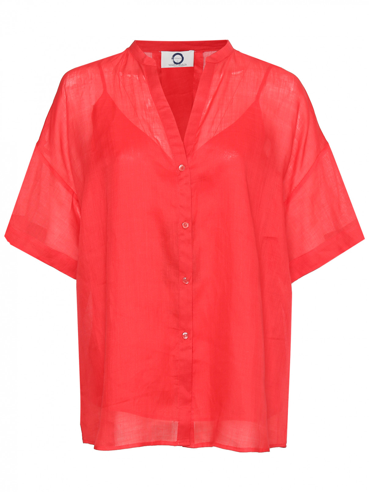 Блуза свободного кроя с короткими рукавами Marina Rinaldi  –  Общий вид  – Цвет:  Красный