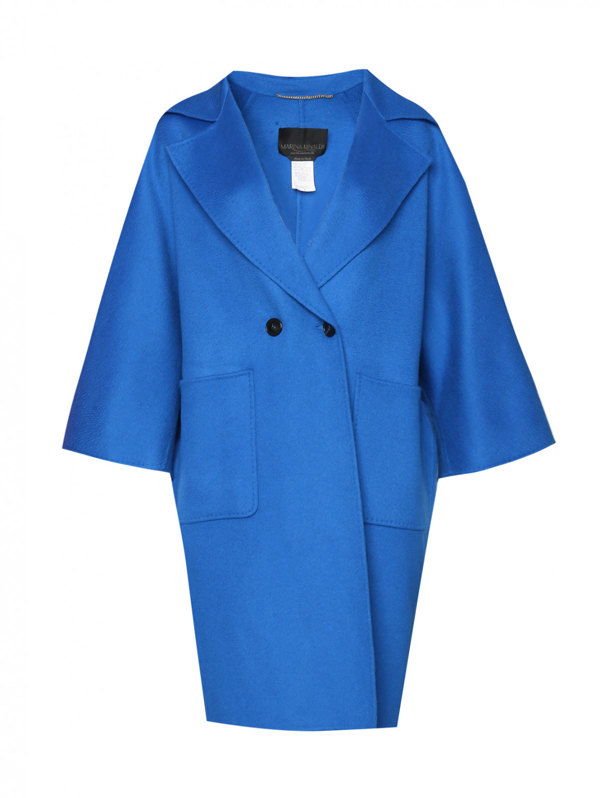 Пальто из кашемира с карманами Marina Rinaldi  –  Общий вид  – Цвет:  Синий