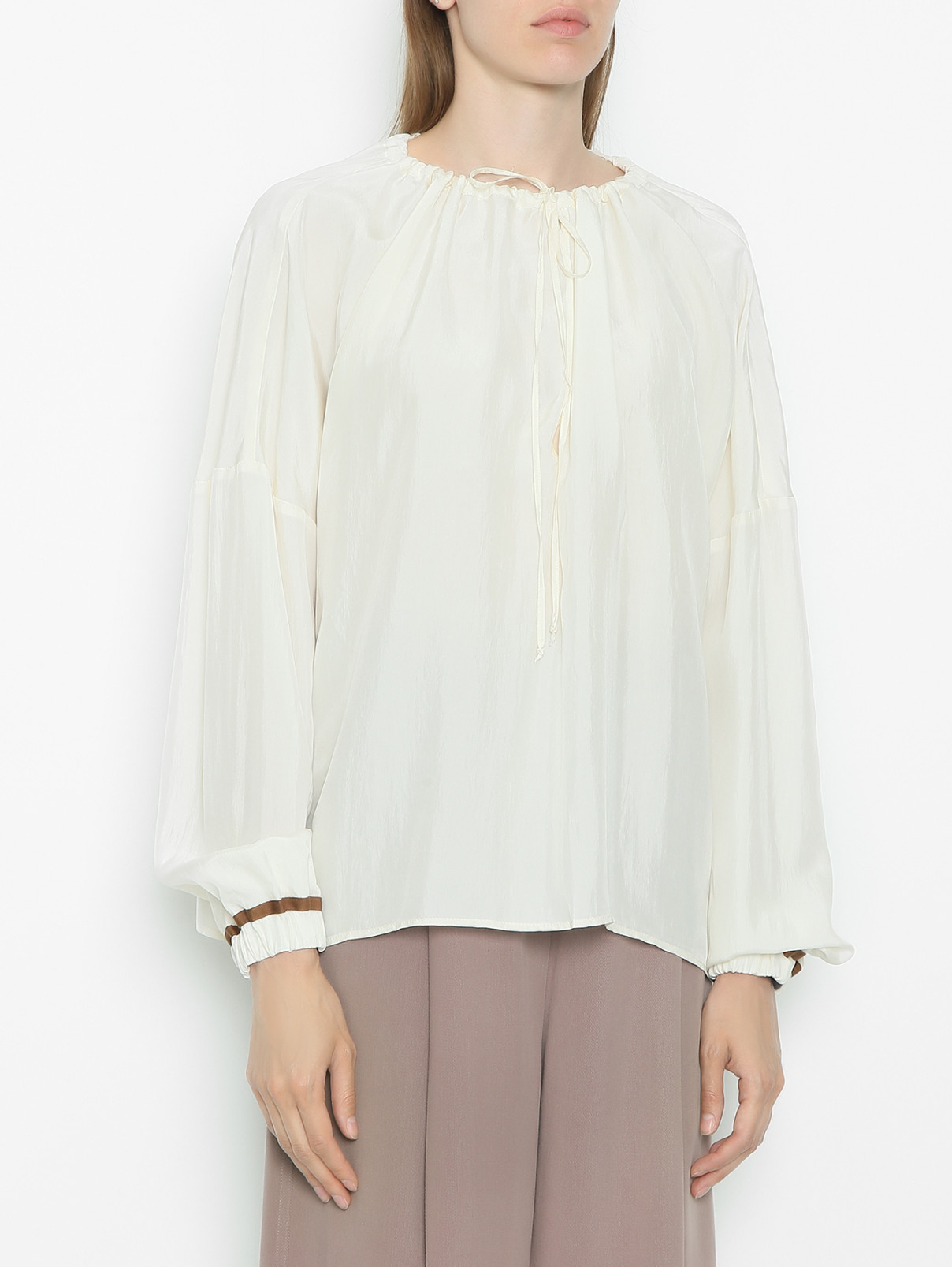Блуза из шелка свободного кроя Alysi  –  МодельВерхНиз  – Цвет:  Белый