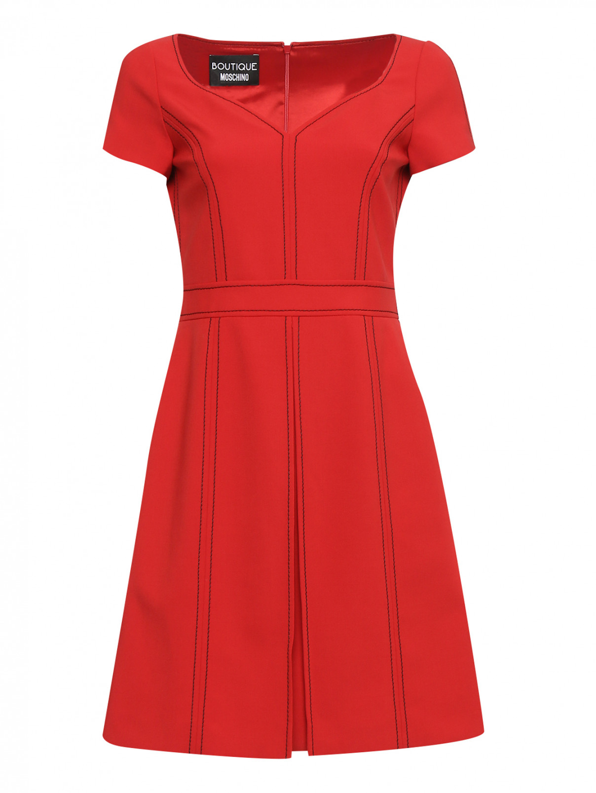 Платье с контрастной вышивкой BOUTIQUE MOSCHINO  –  Общий вид  – Цвет:  Красный