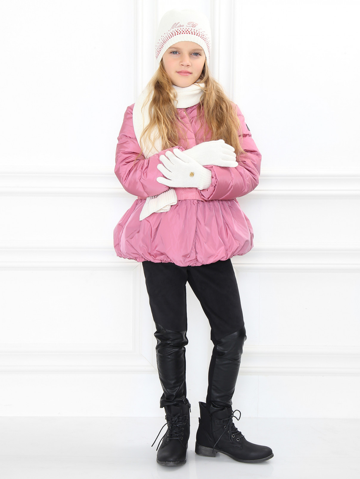 Комплект шарф перчатки и шапка Miss Blumarine  –  Модель Общий вид  – Цвет:  Белый