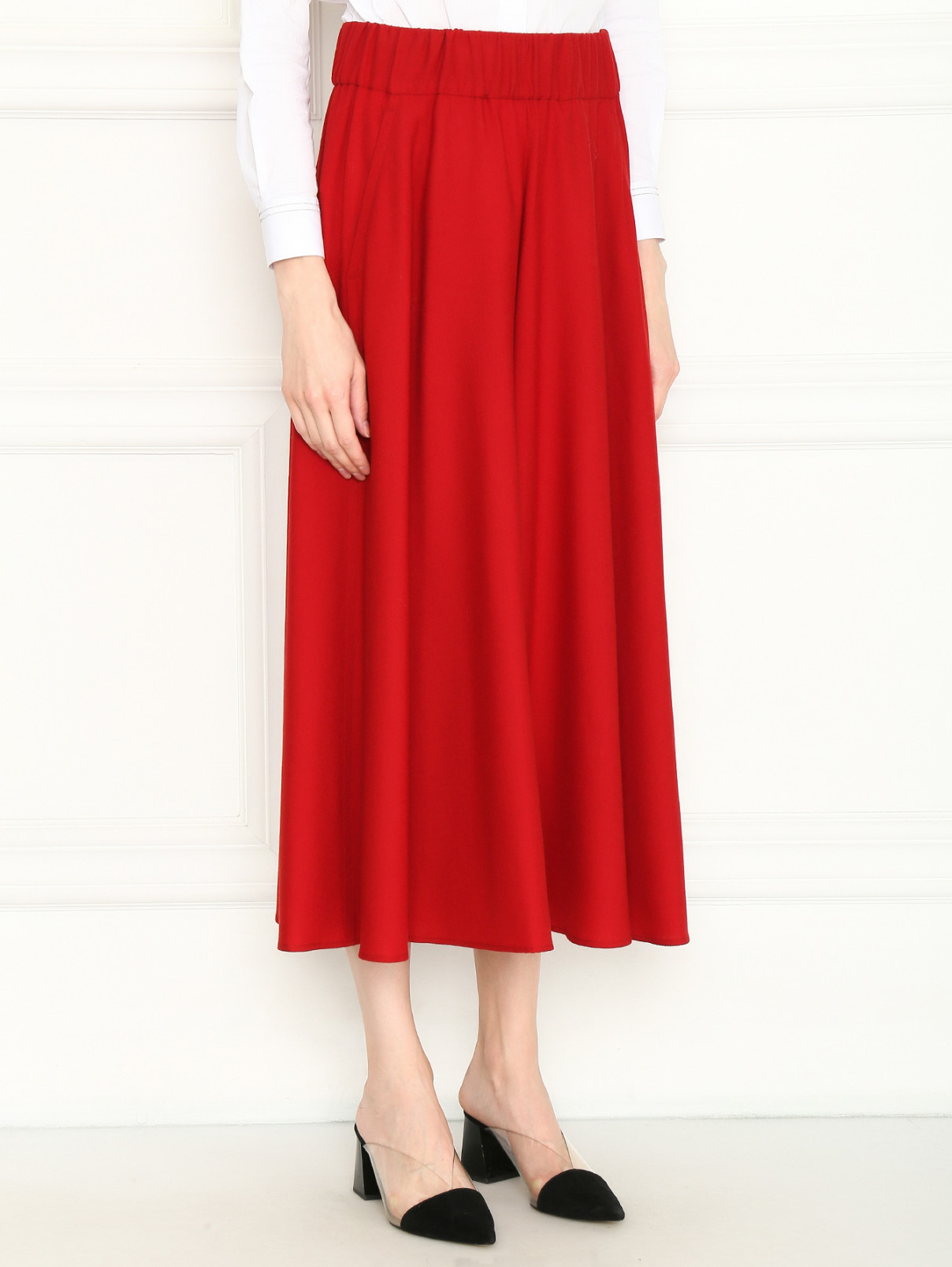 Широкие брюки из шерсти на резинке Aspesi  –  МодельВерхНиз  – Цвет:  Красный