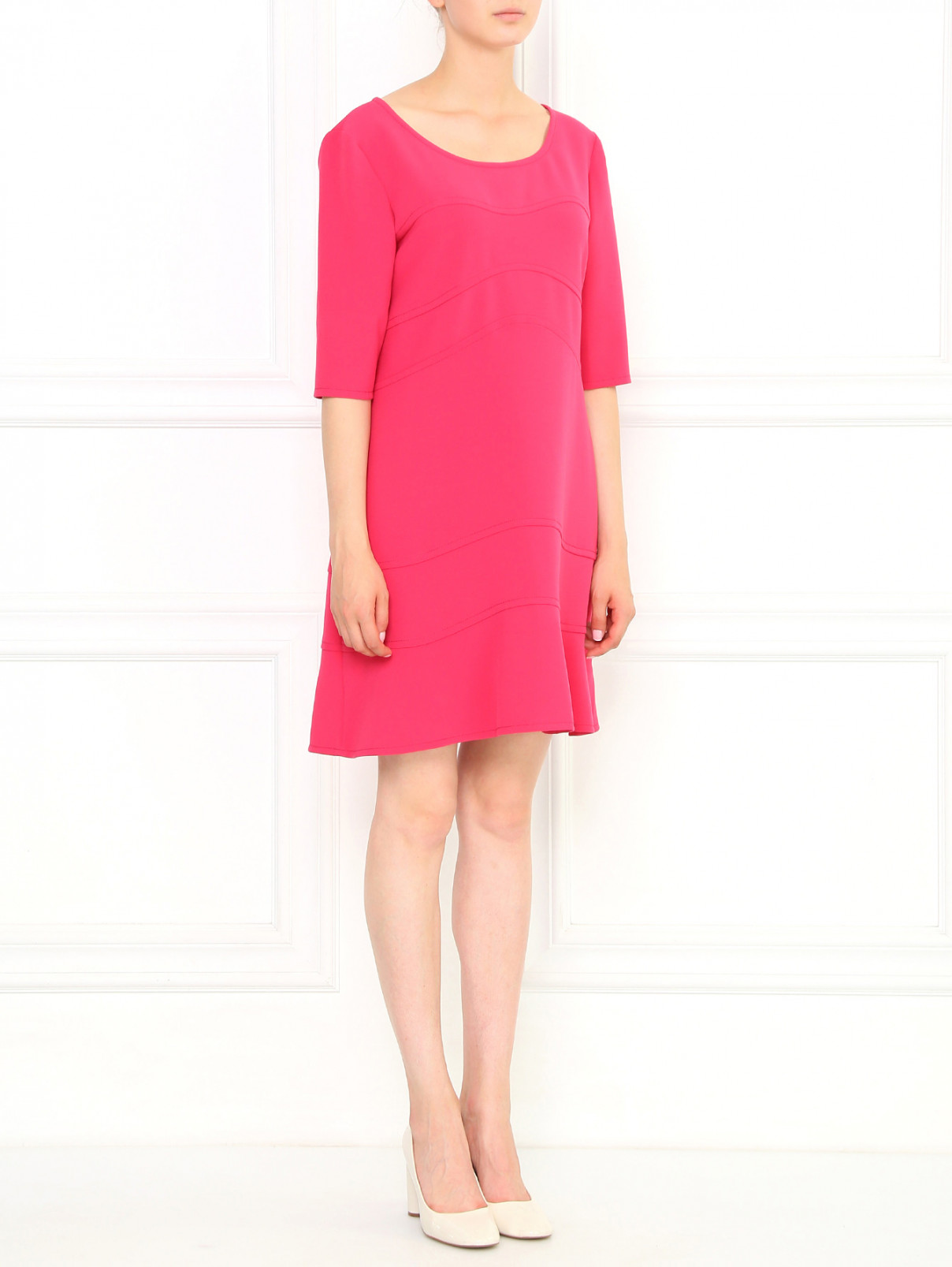 Платье прямого кроя с боковыми карманами Alberta Ferretti  –  Модель Общий вид  – Цвет:  Розовый