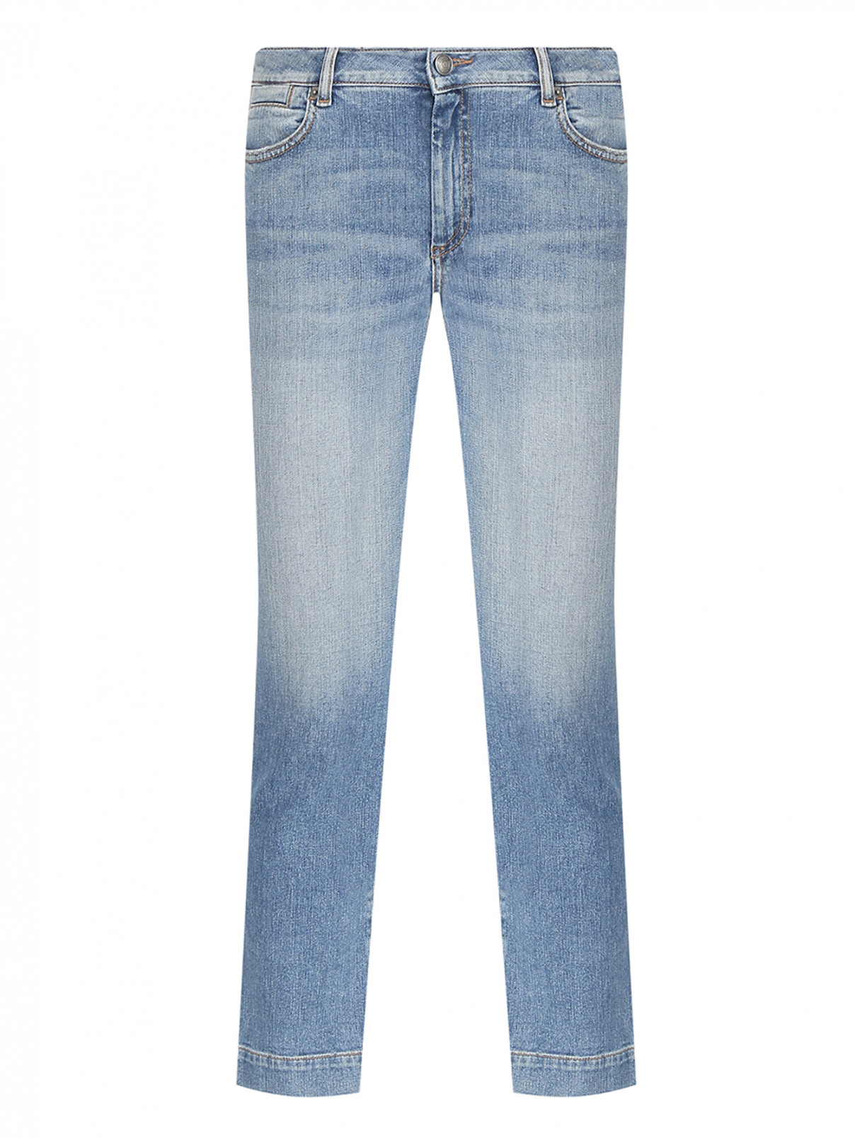 Укороченные джинсы с потертостями Sportmax  –  Общий вид  – Цвет:  Синий