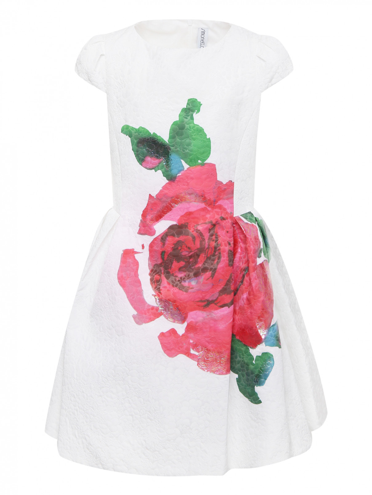 Платье из жаккарда с аппликацией Simonetta  –  Общий вид  – Цвет:  Белый