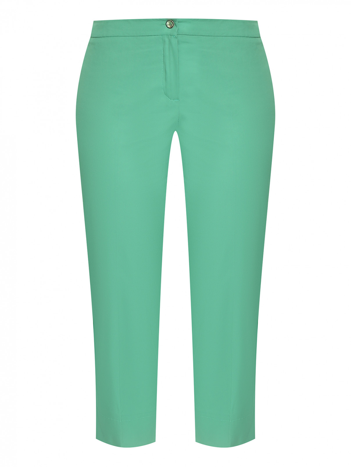 Укороченные брюки из хлопка Persona by Marina Rinaldi  –  Общий вид  – Цвет:  Зеленый