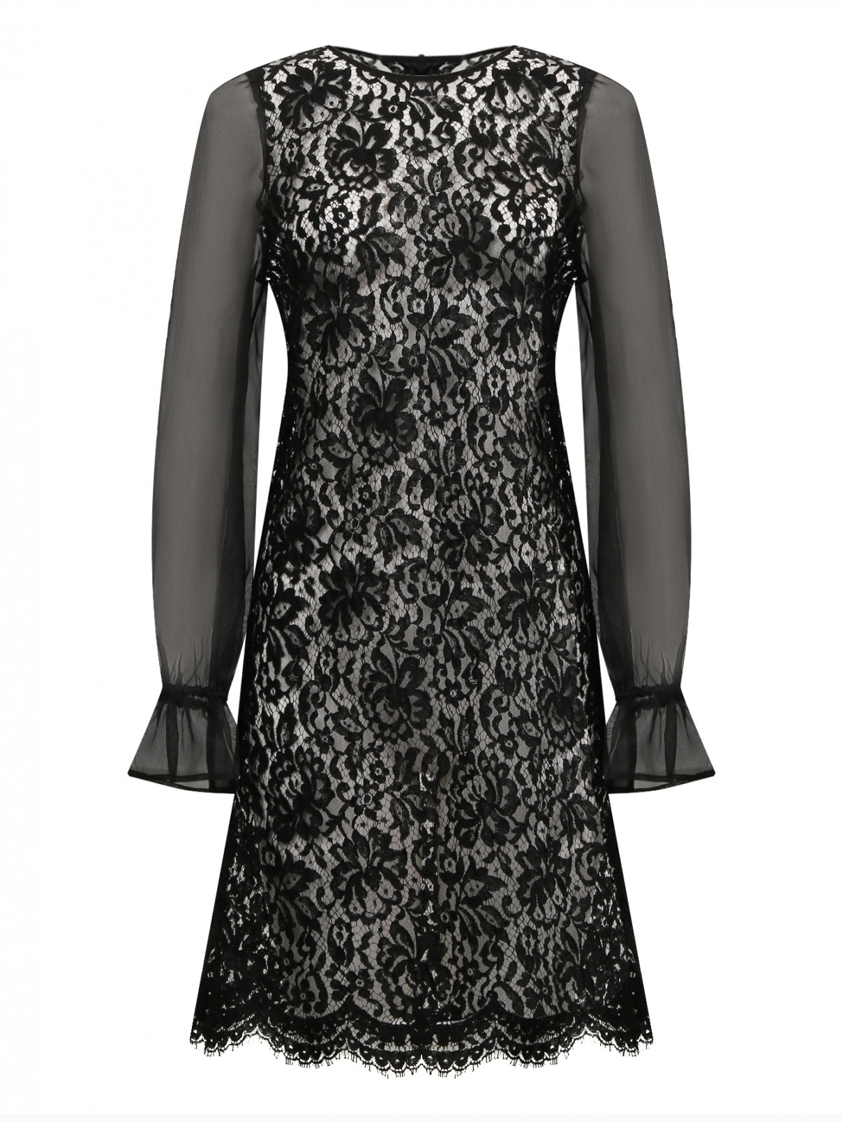 Платье-мини с узором "кружево" Sage and Ivy  –  Общий вид  – Цвет:  Черный