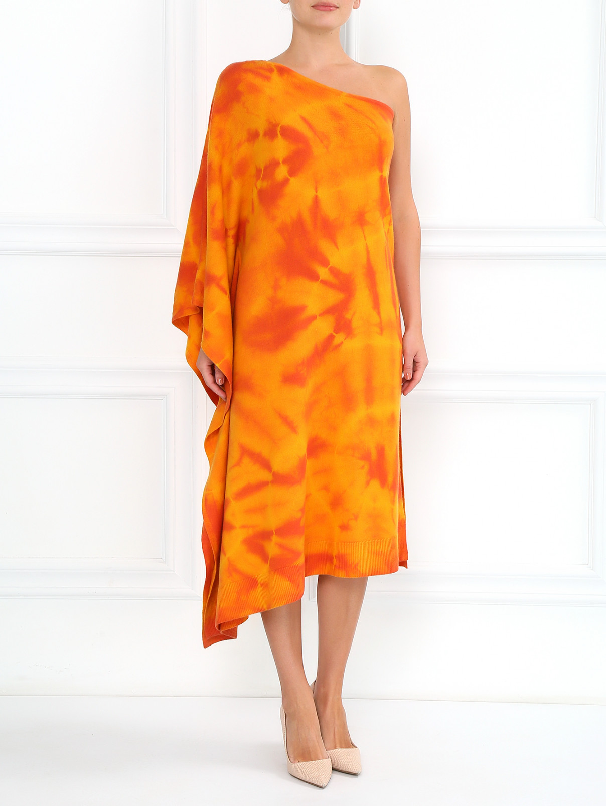 Платье из кашемира свободного кроя Michael Kors  –  Модель Общий вид  – Цвет:  Оранжевый