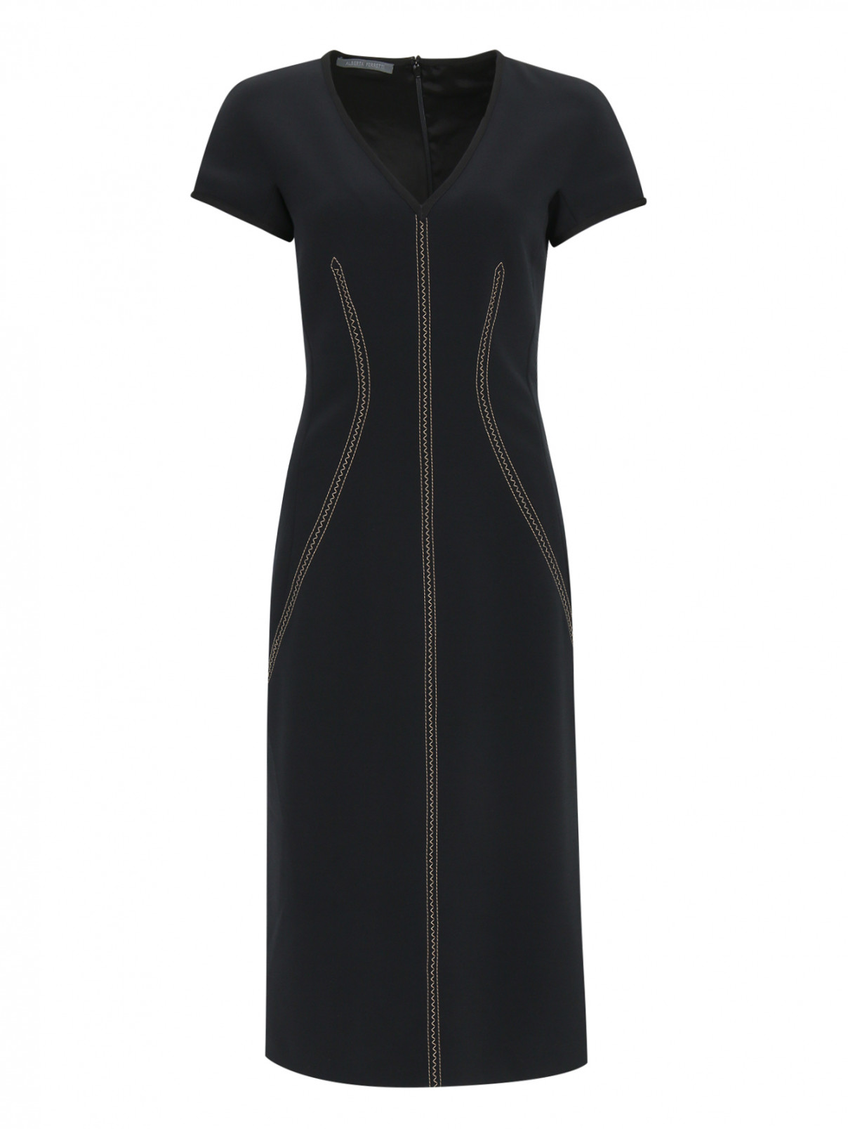 Платье-футляр с контрастной отделкой Alberta Ferretti  –  Общий вид  – Цвет:  Черный