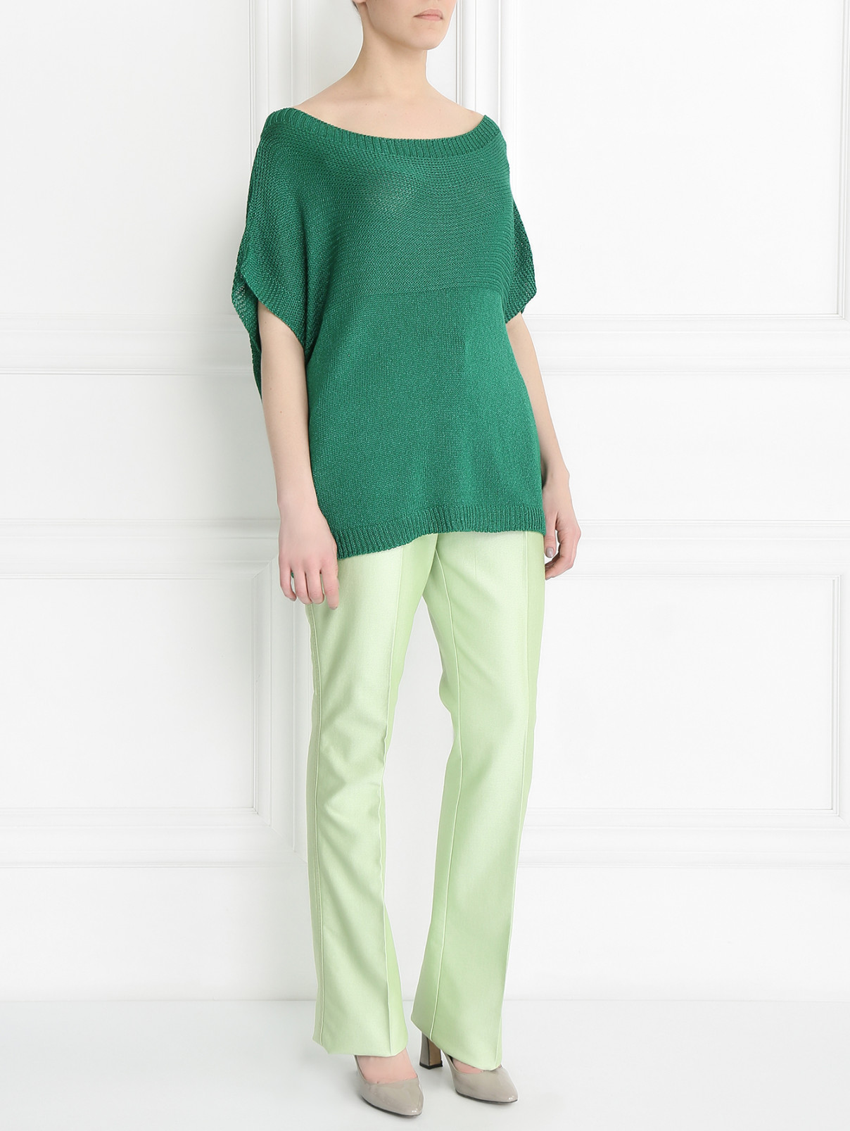 Брюки прямого кроя с боковыми карманами Marina Rinaldi  –  Модель Общий вид  – Цвет:  Зеленый