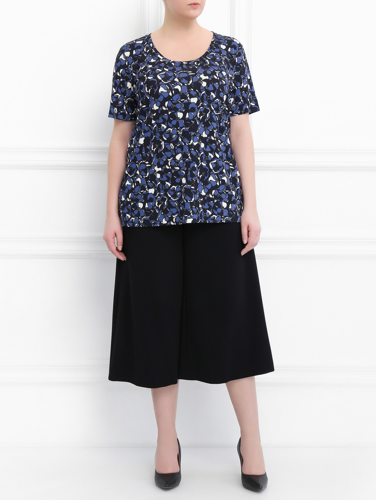 Укороченные брюки свободного кроя Marina Rinaldi  –  Модель Общий вид  – Цвет:  Черный