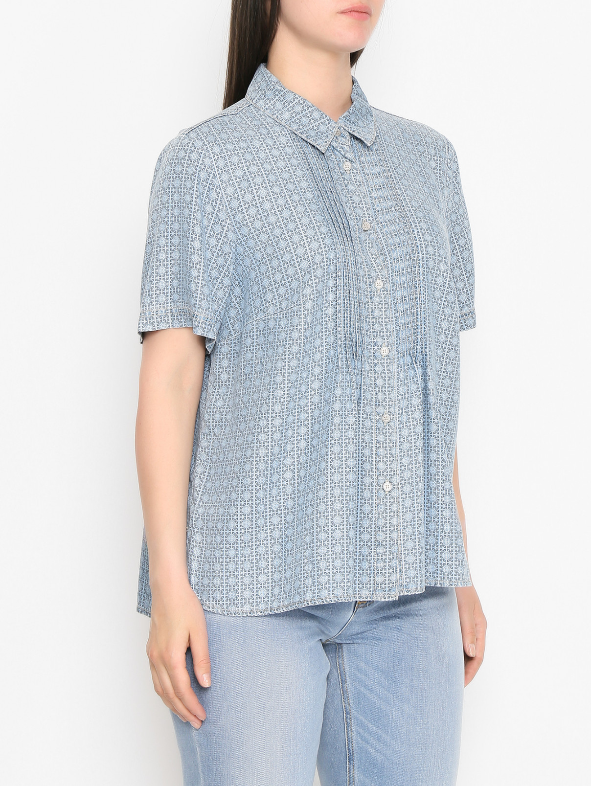 Рубашка с узором и коротким рукавом Persona by Marina Rinaldi  –  МодельВерхНиз  – Цвет:  Узор