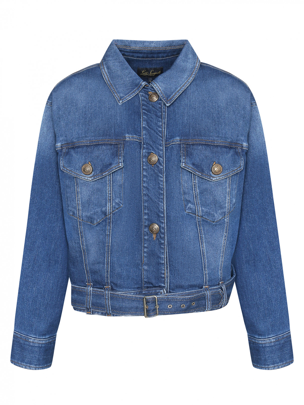 Джинсовая куртка с карманами Luisa Spagnoli  –  Общий вид  – Цвет:  Синий
