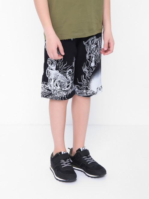 Хлопковые шорты с принтом и карманами Givenchy - МодельВерхНиз