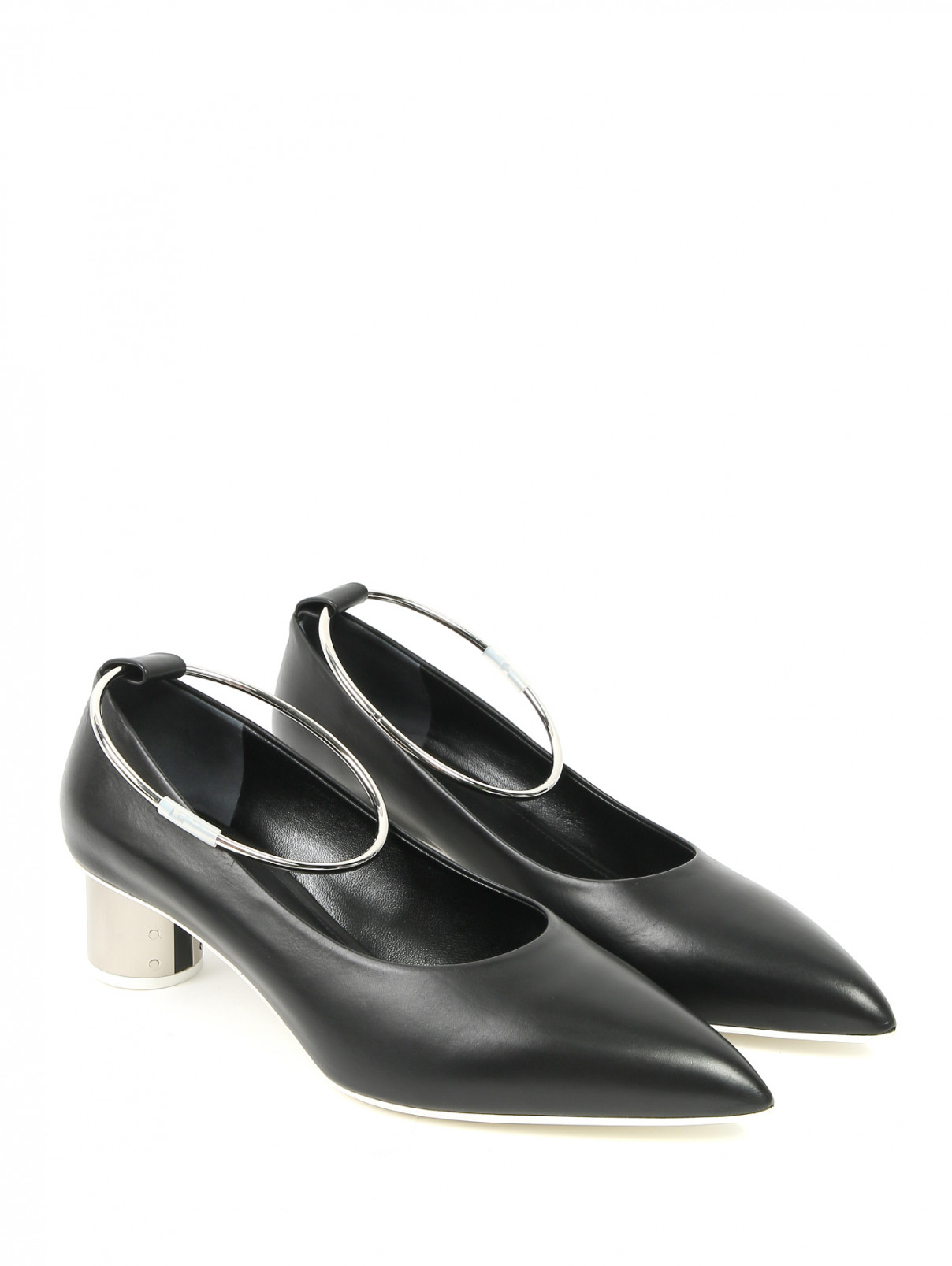 Туфли из кожи с металлическим кольцом Jil Sander  –  Общий вид  – Цвет:  Черный