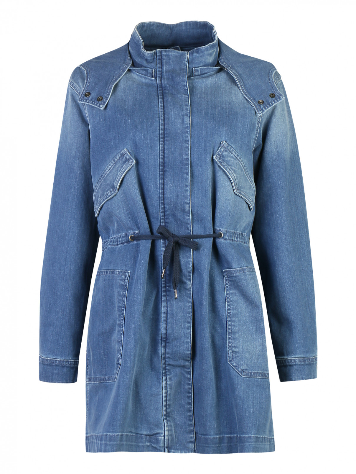 Куртка джинсовая, удлиненная, из хлопка Persona by Marina Rinaldi  –  Общий вид  – Цвет:  Синий