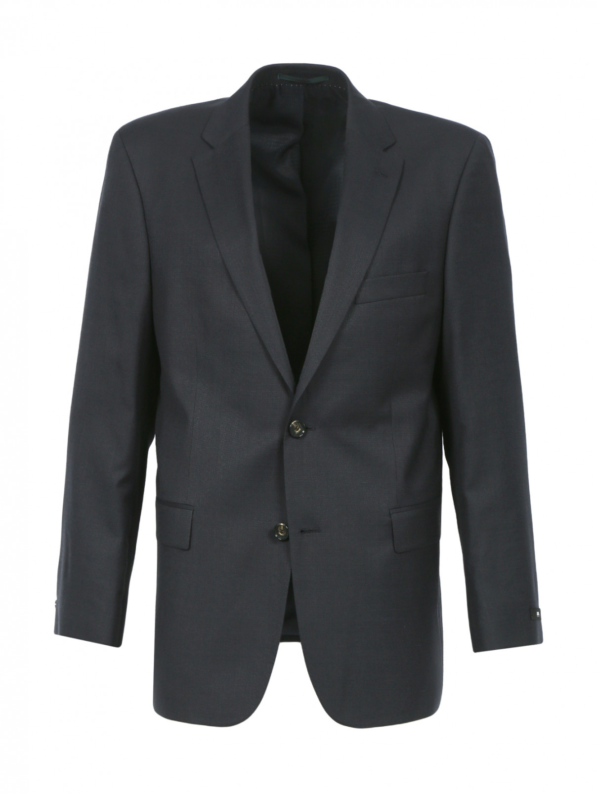 Однобортный пиджак из шерсти и шелка Boss  –  Общий вид  – Цвет:  Серый