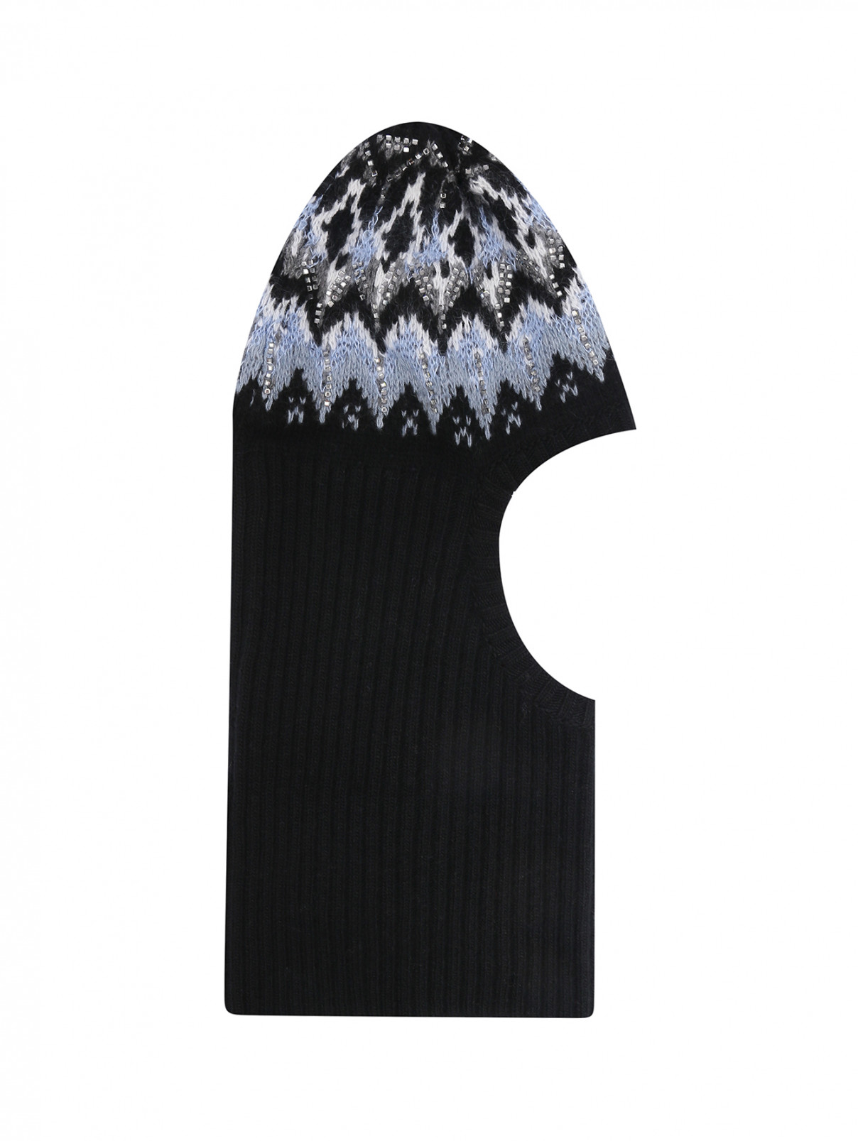 Балаклава из шерсти и кашемира, декорированная кристаллами Ermanno Scervino  –  Общий вид  – Цвет:  Черный