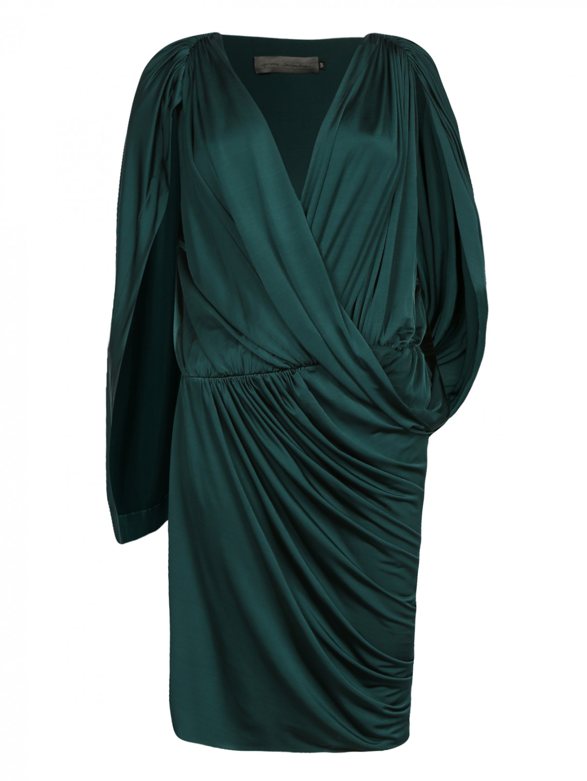 Платье с драпировкой Greta Constantine  –  Общий вид  – Цвет:  Зеленый
