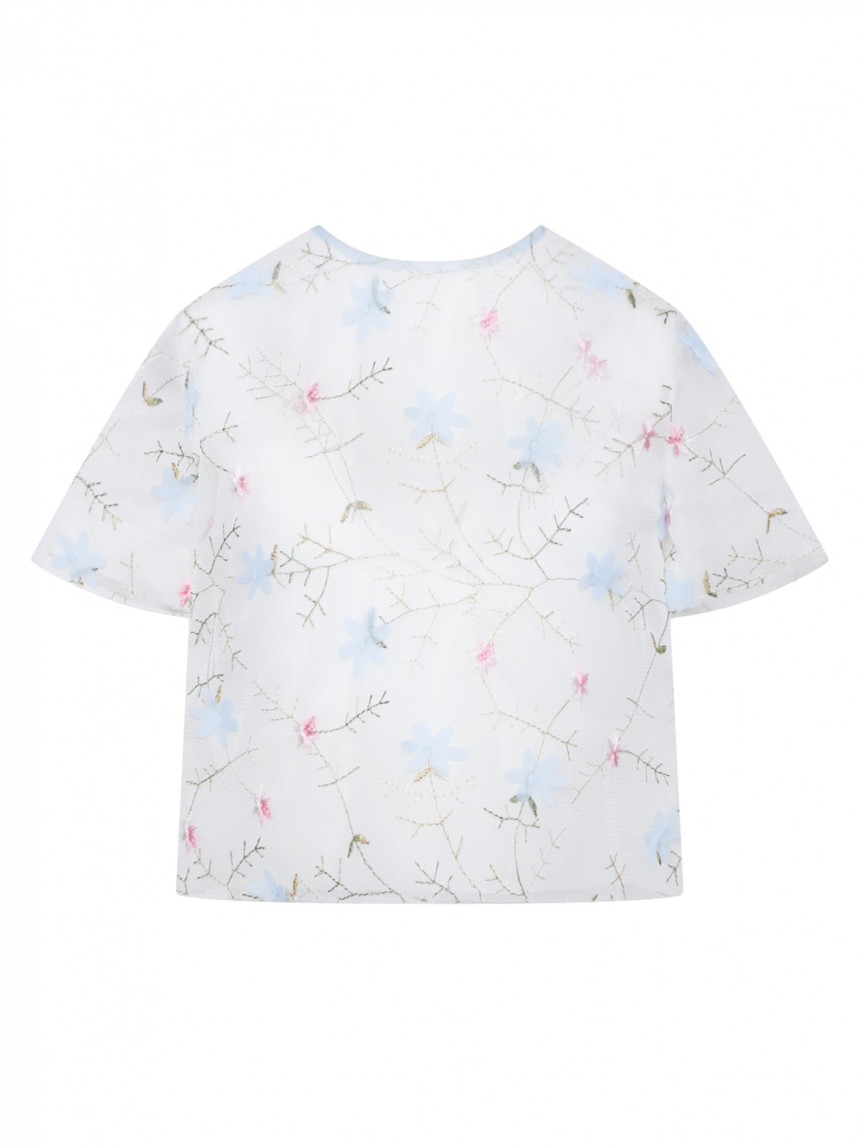 Полупрозрачная блуза из шелка с цветочным узором MiMiSol  –  Общий вид  – Цвет:  Белый