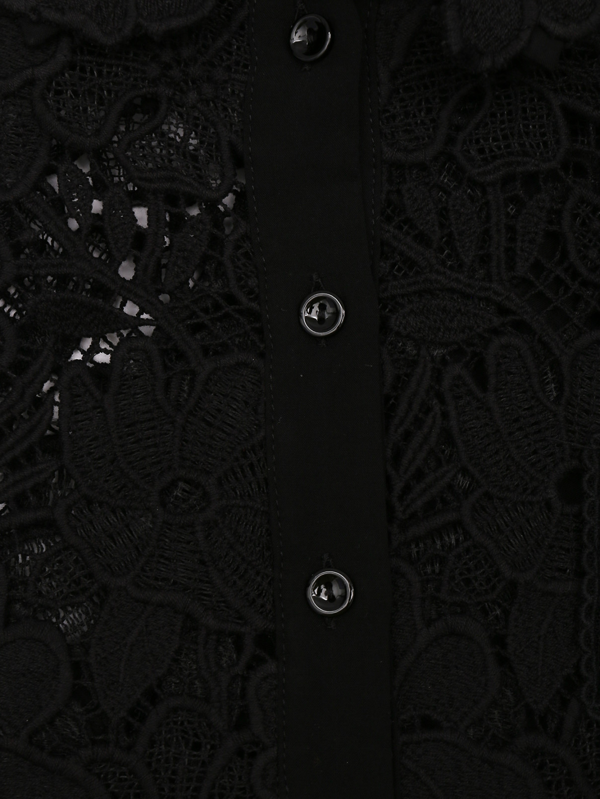 Платье-мини из хлопка с кружевом Ermanno Firenze  –  Деталь1  – Цвет:  Черный