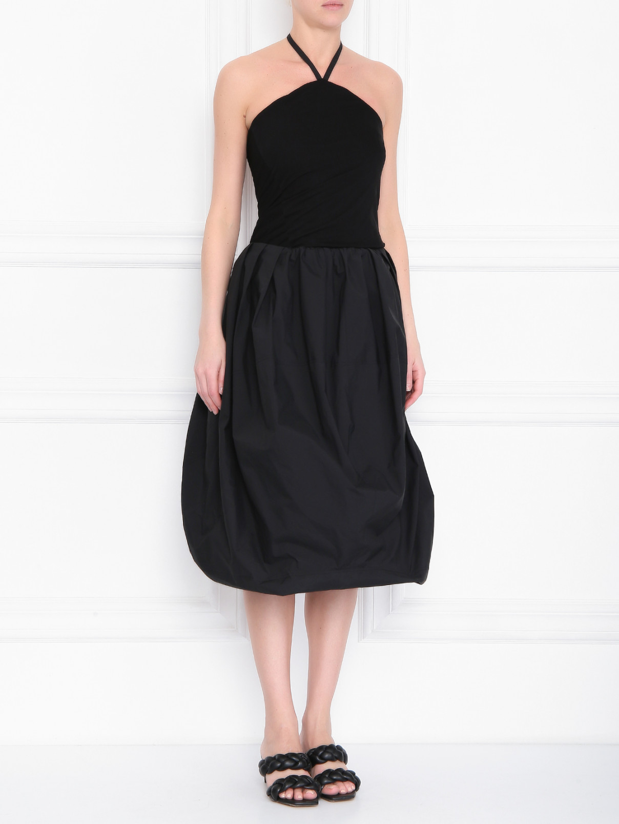 Платье из вискозы на молнии J.W. Anderson  –  МодельВерхНиз  – Цвет:  Черный