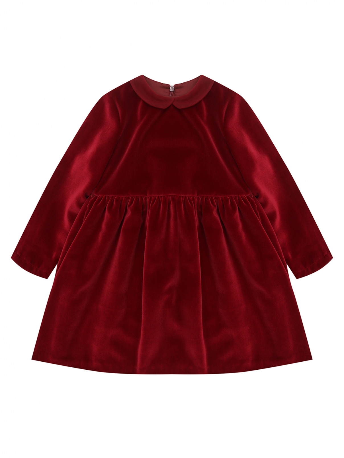 Бархатное платье с поясом Il Gufo  –  Общий вид  – Цвет:  Красный