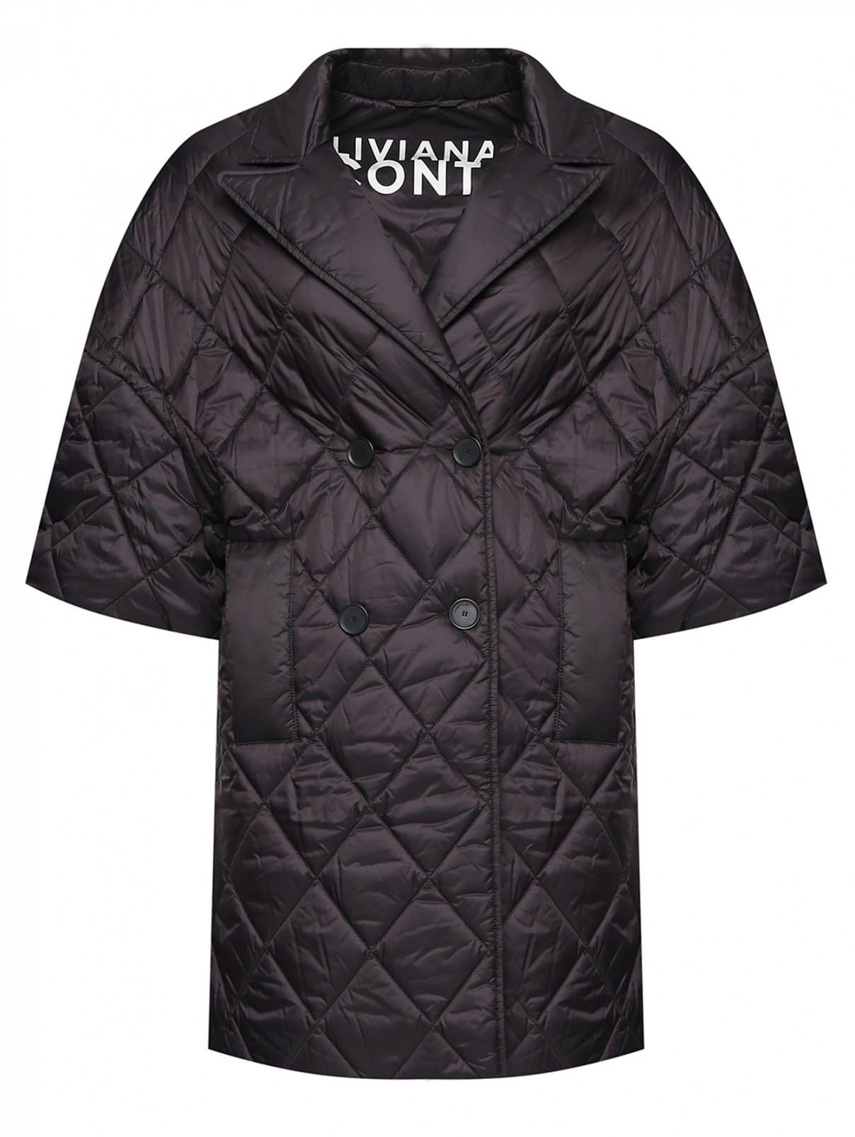Стеганая куртка с укороченными рукавами Liviana Conti  –  Общий вид  – Цвет:  Черный