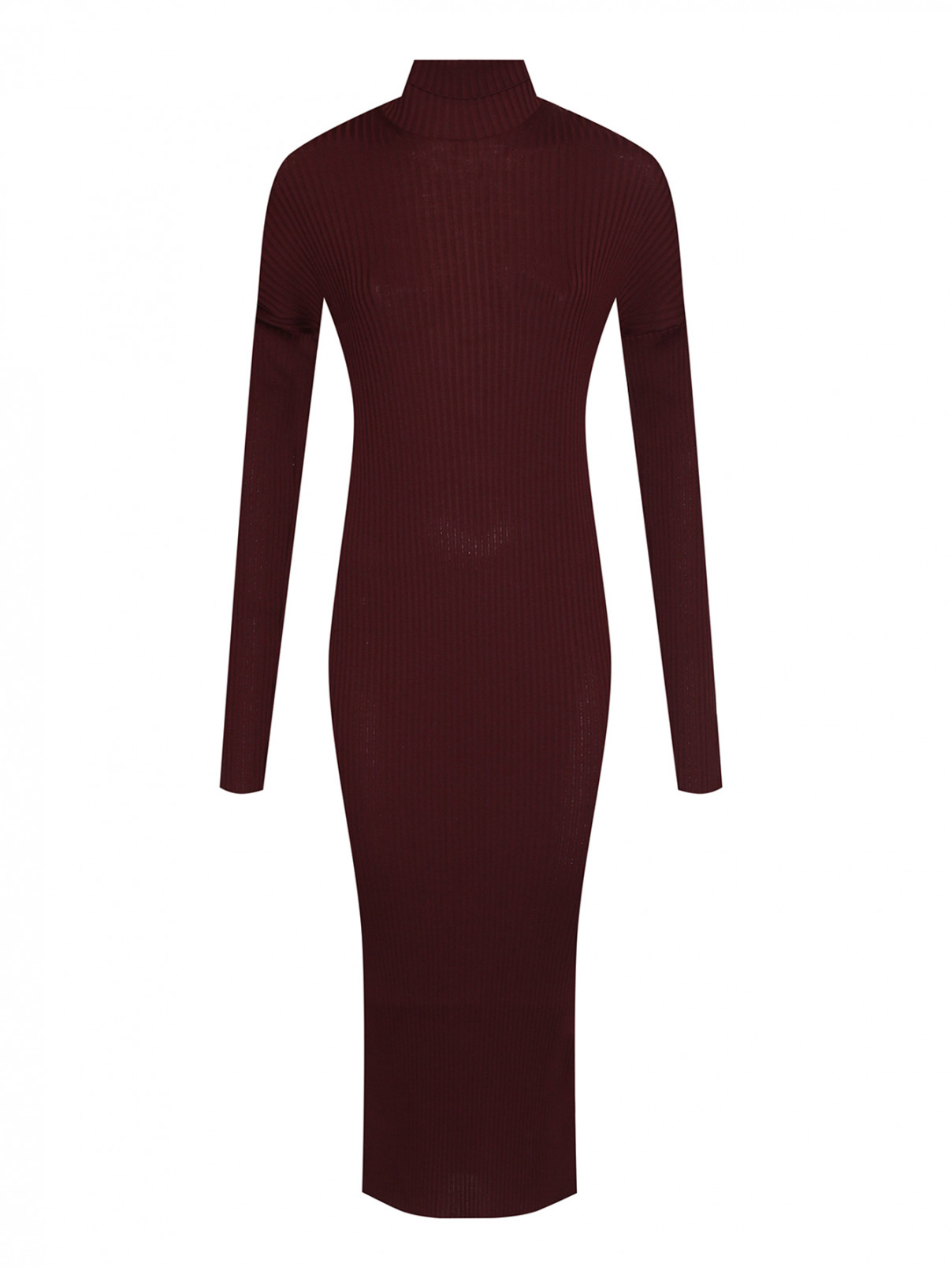 Платье-миди в рубчик из шерсти MRZ  –  Общий вид  – Цвет:  Красный