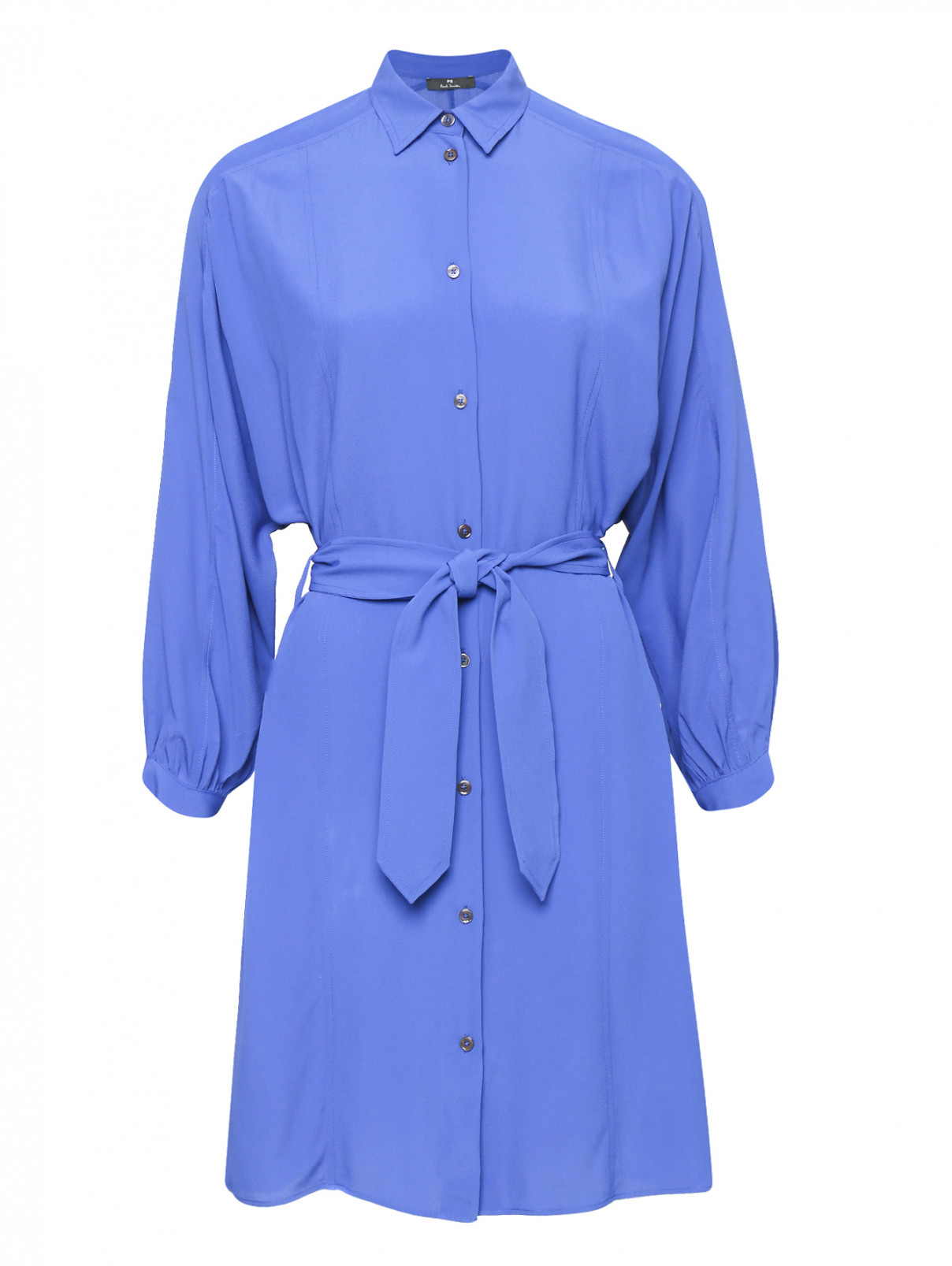 Платье свободного кроя с поясом Paul Smith  –  Общий вид  – Цвет:  Синий