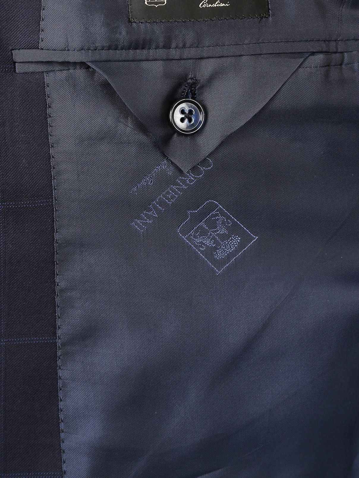 Пиджак однобортный из шерсти с узором "клетка" Corneliani  –  Деталь2  – Цвет:  Синий