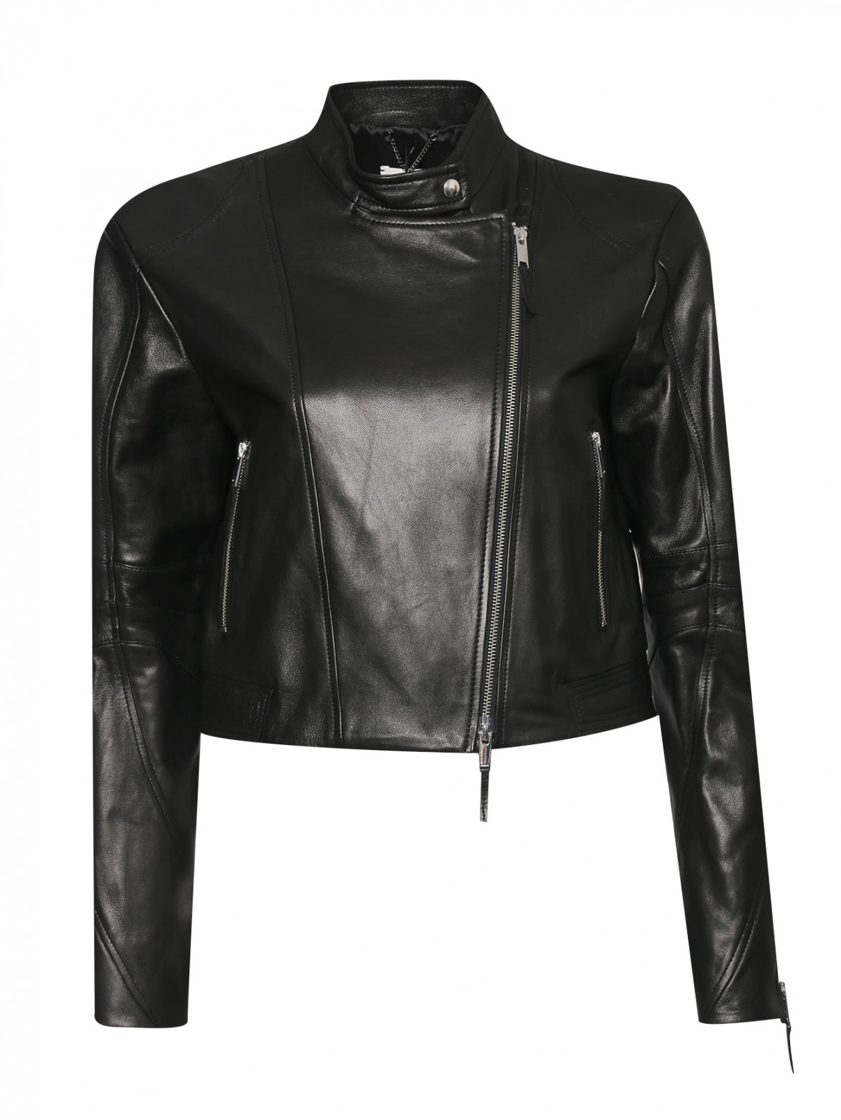 Куртка из гладкой кожи с металлической фурнитурой Dorothee Schumacher  –  Общий вид  – Цвет:  Черный