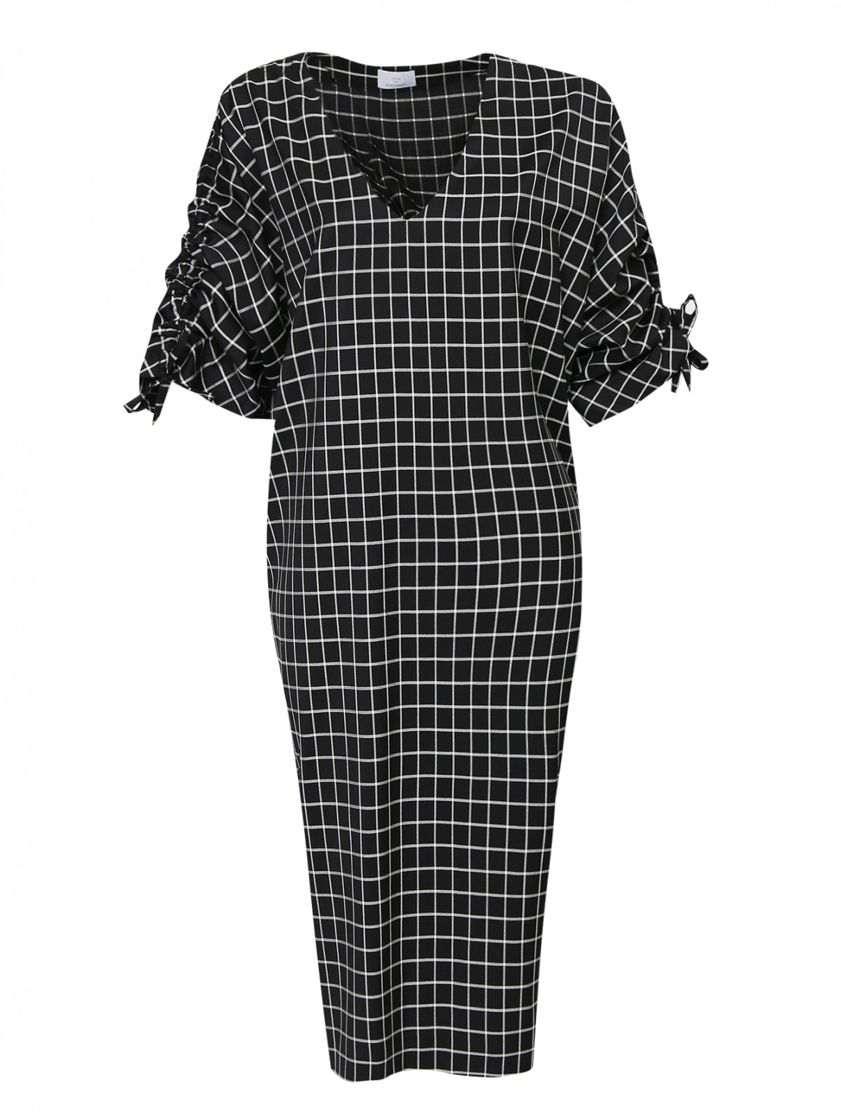 Платье из шерсти в клетку Marina Rinaldi  –  Общий вид  – Цвет:  Черный